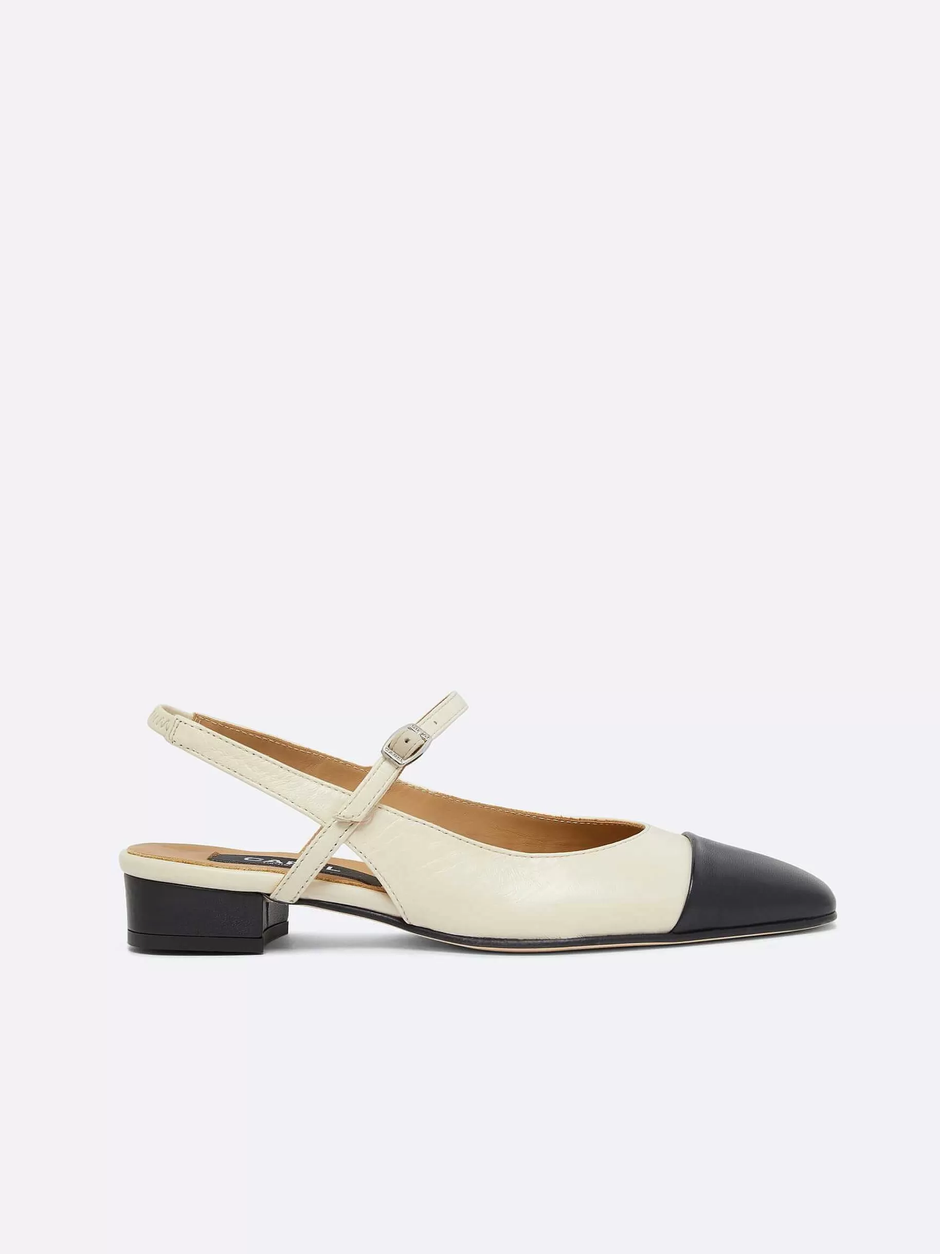 Women Carel Slingbacks-Beige And Black Leather Slingback
