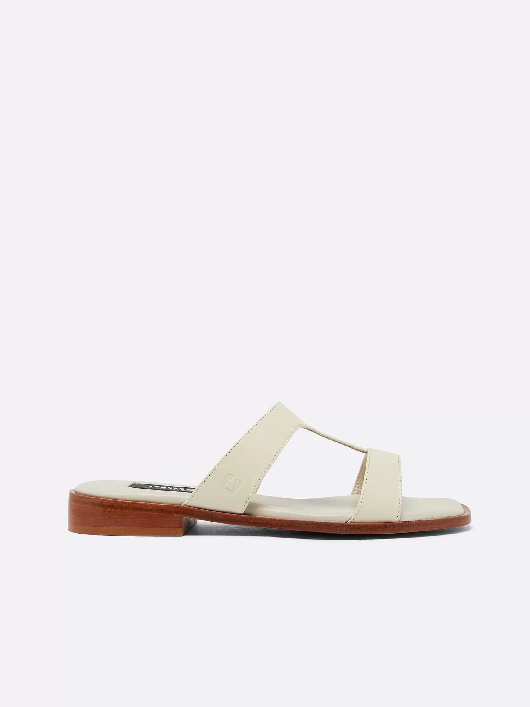 Women Carel Sandals And Mules-Beige Leather Flat Mules