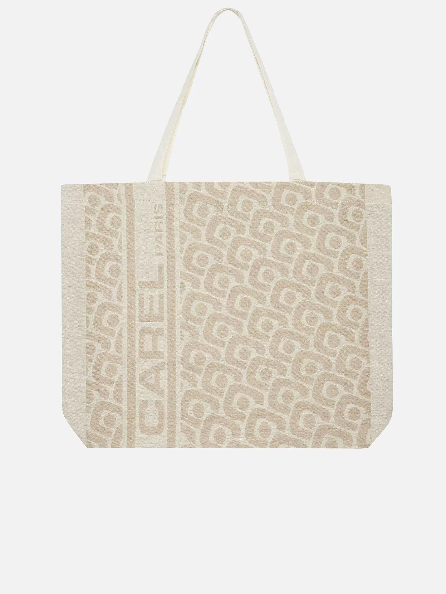 Women Carel Accessories-Beige Monogrammed Tote Bag With Jacquard Weave