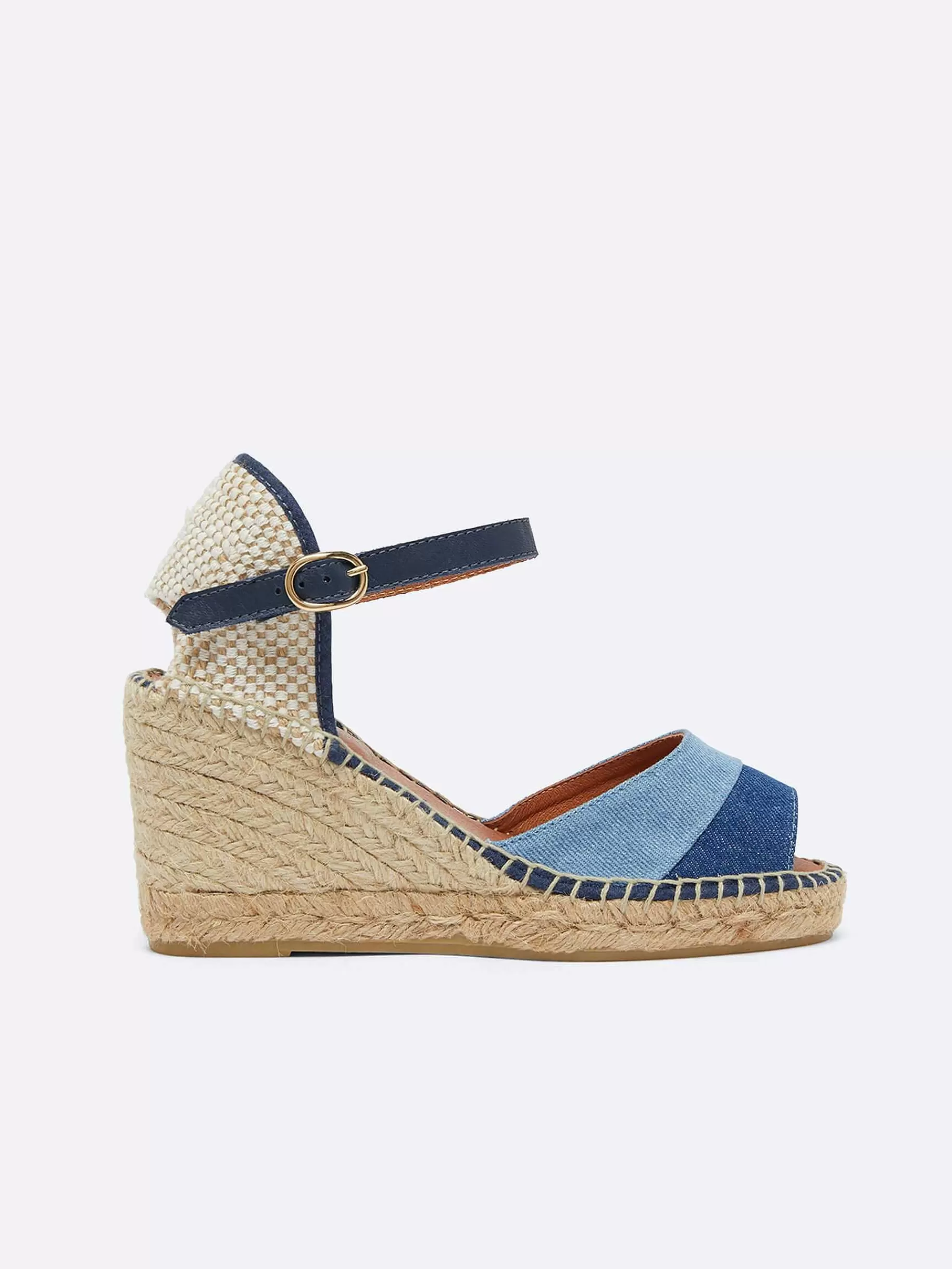 Women Carel Sandals And Mules-Bi Denim Fabric Wedge Espadrilles