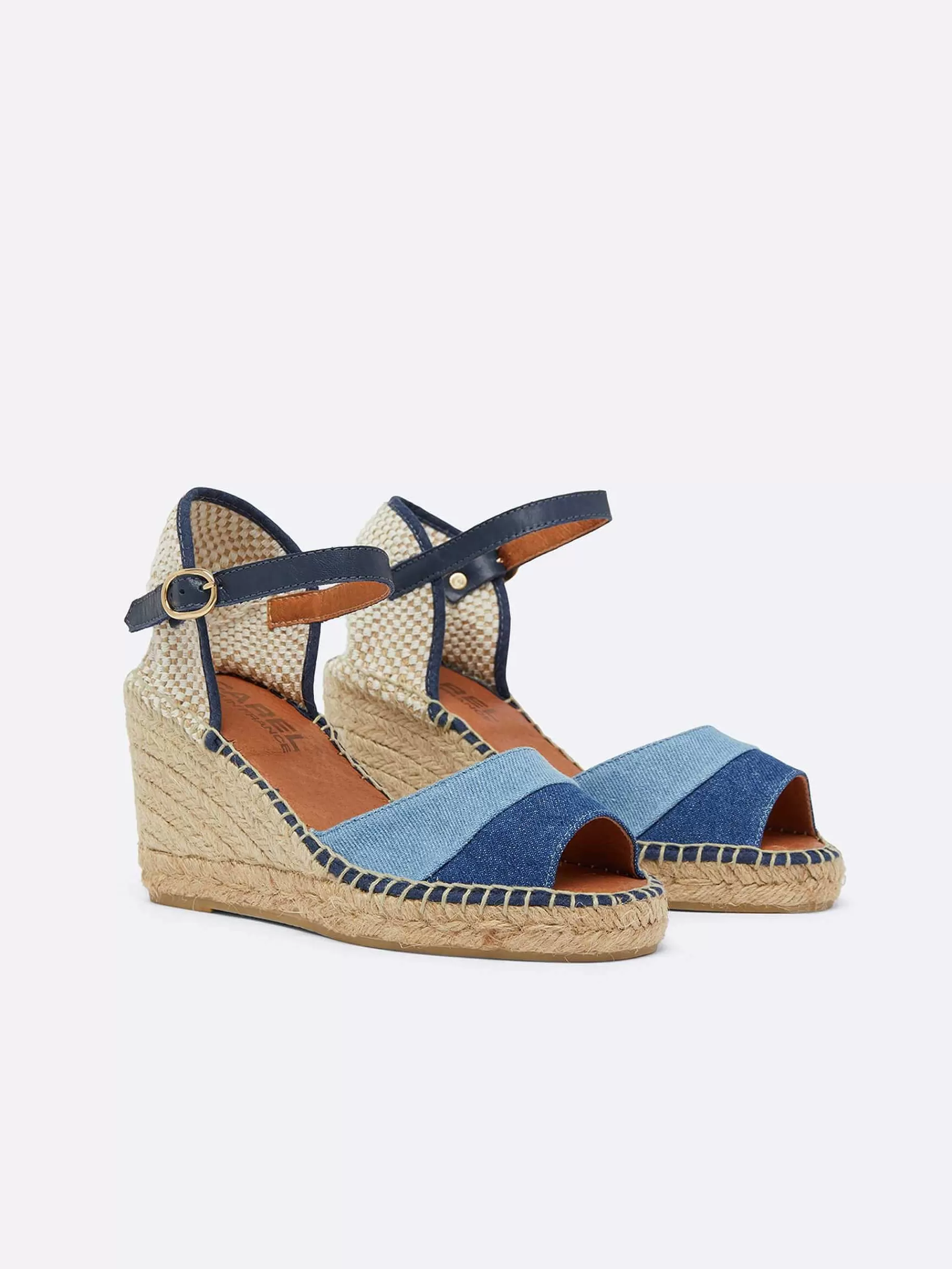 Women Carel Sandals And Mules-Bi Denim Fabric Wedge Espadrilles