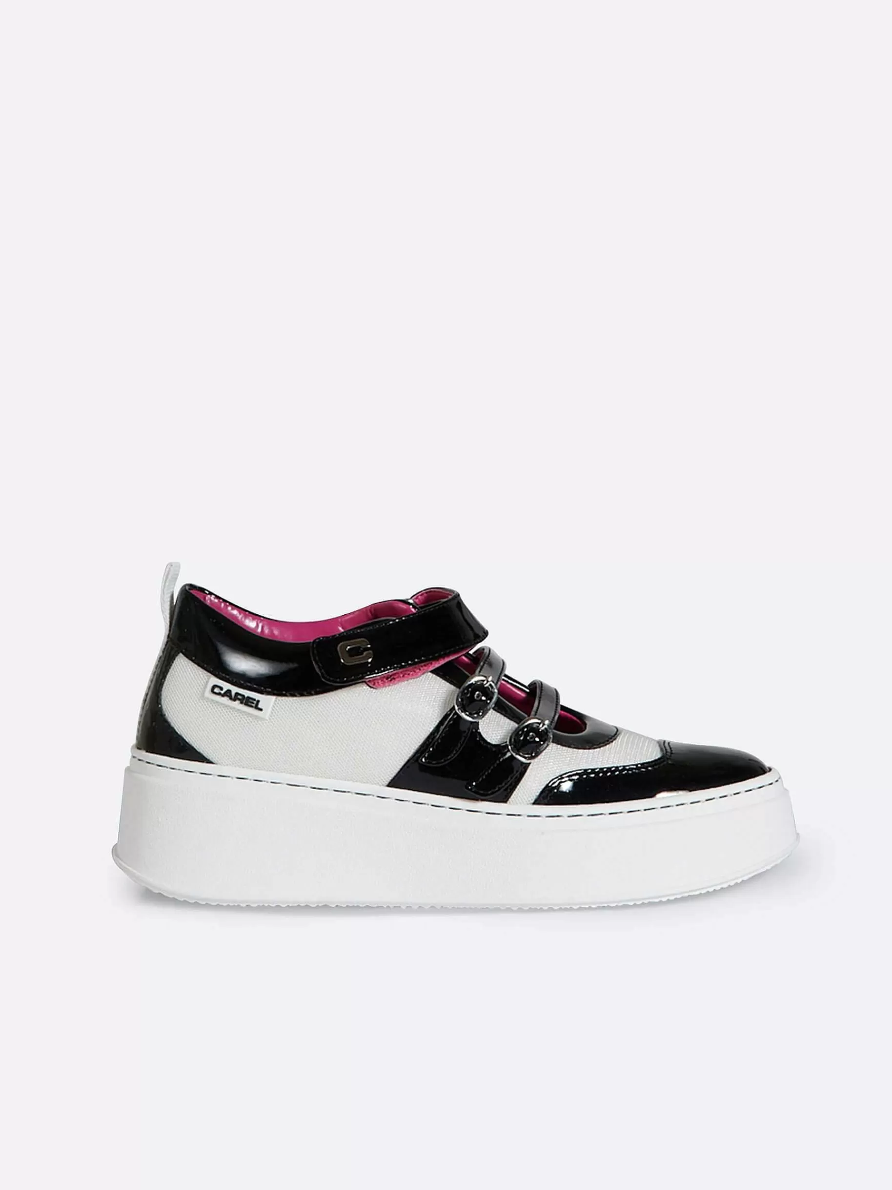Women Carel Sneakers-Black And Ivory Eco Patent Sneakers
