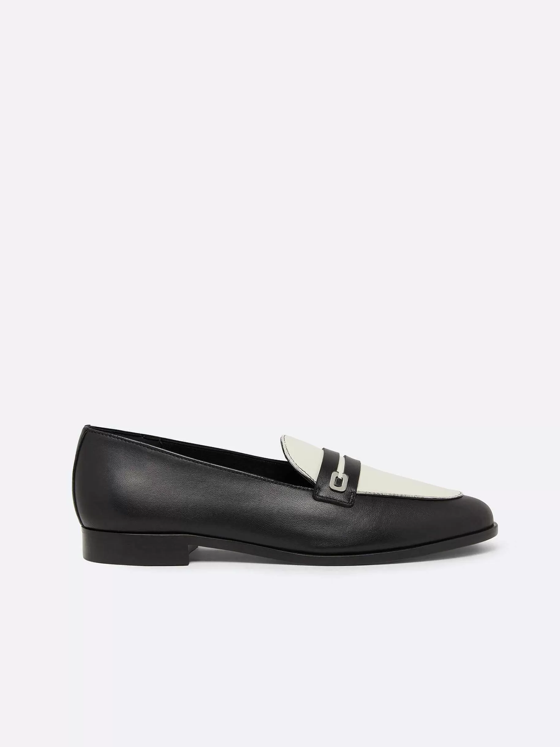 Women Carel Loafers-Black And Ivory Leather Loafers