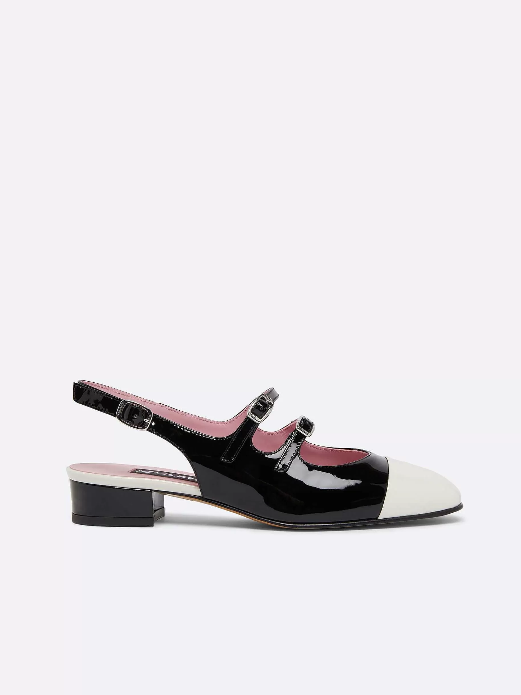 Women Carel Slingbacks-Black And Ivory Patent Leather Slingback Mary Janes