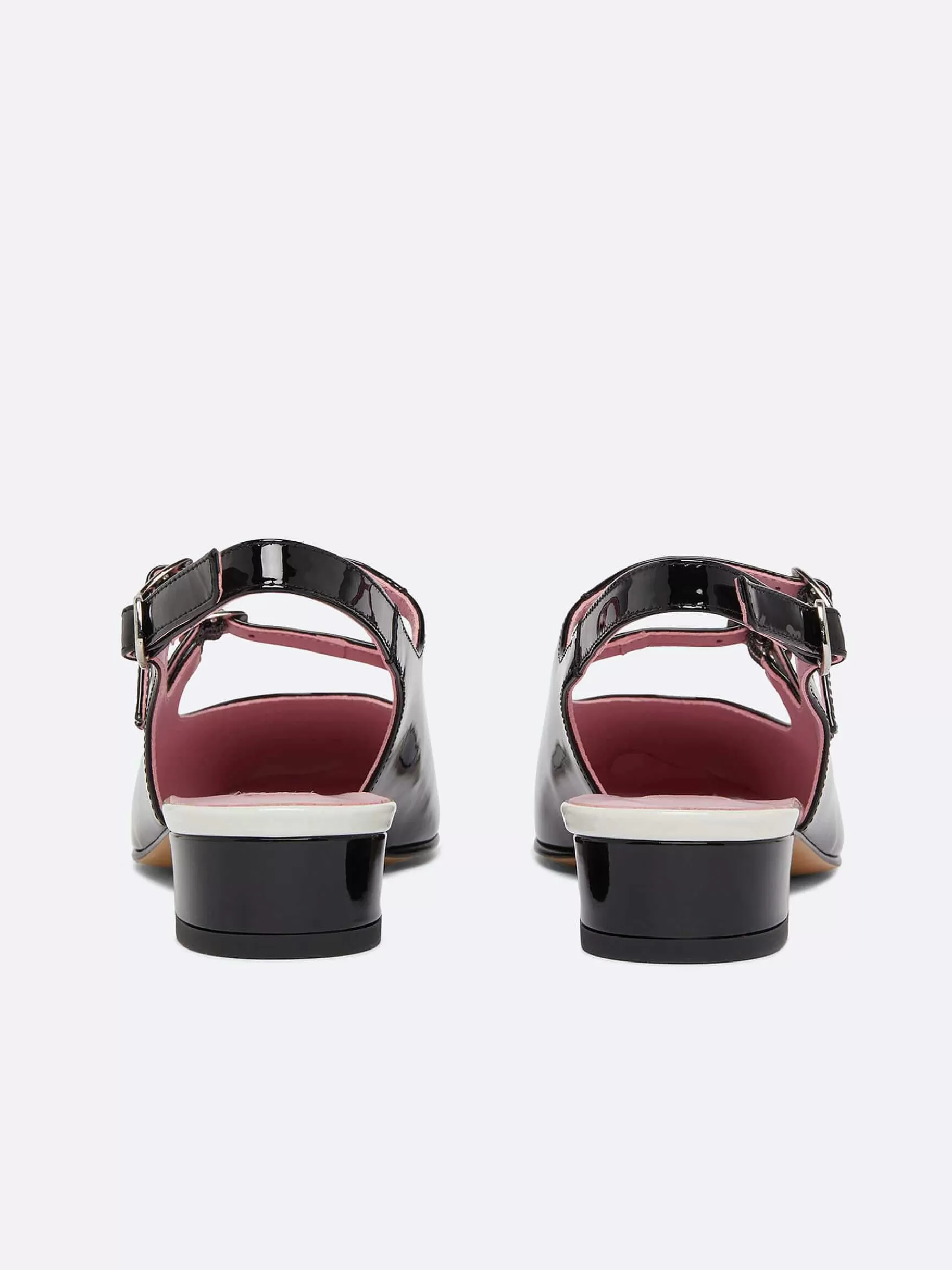 Women Carel Slingbacks-Black And Ivory Patent Leather Slingback Mary Janes