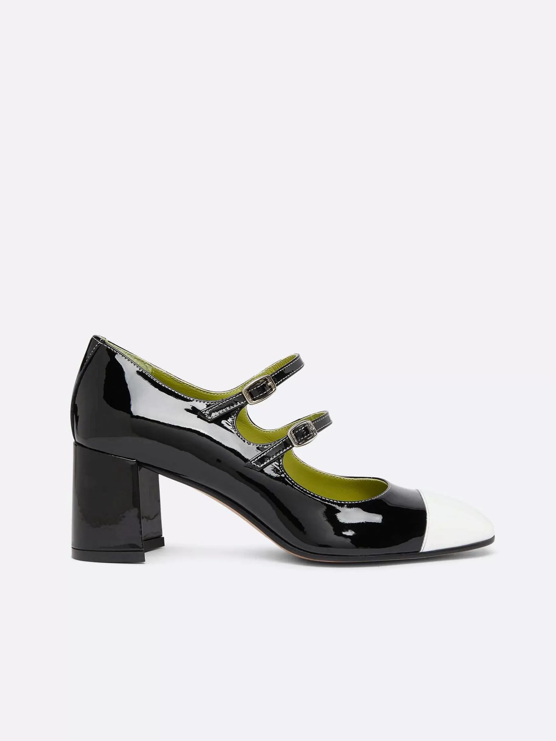 Women Carel Mary Janes-Black And White Patent Leather Mary Janes Pumps