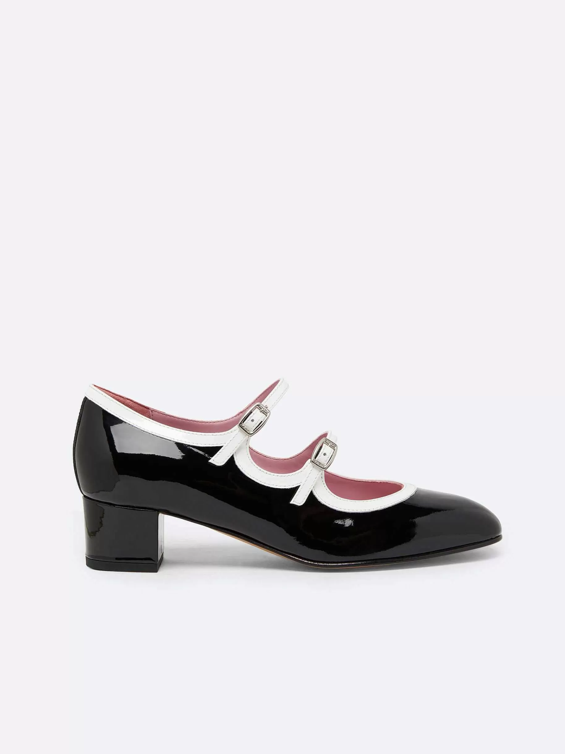 Women Carel Mary Janes-Black And White Patent Leather Mary Janes Pumps