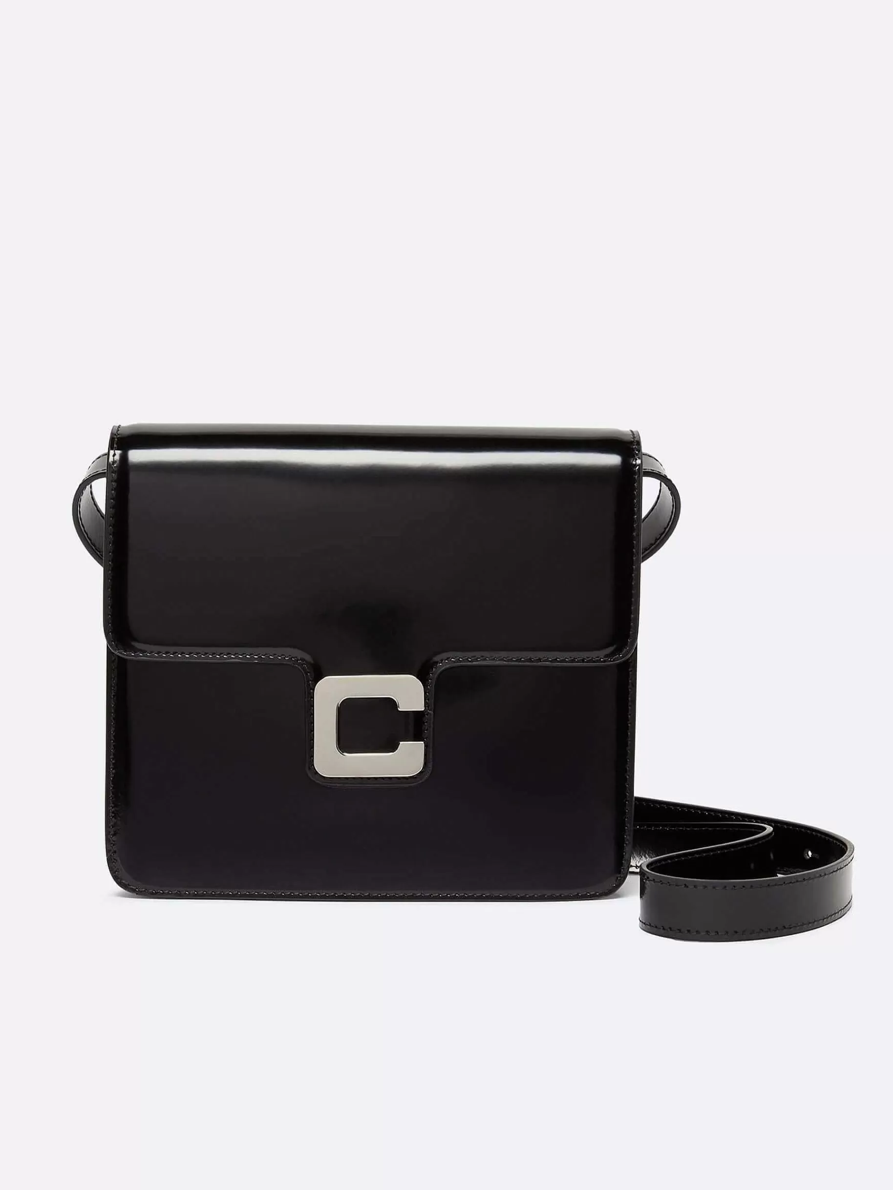 Women Carel Bags-Black Glossy Leather Bag