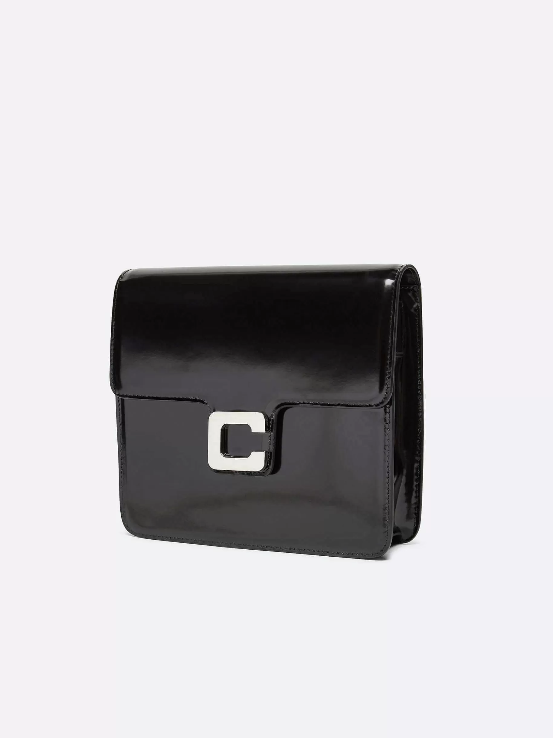 Women Carel Bags-Black Glossy Leather Bag