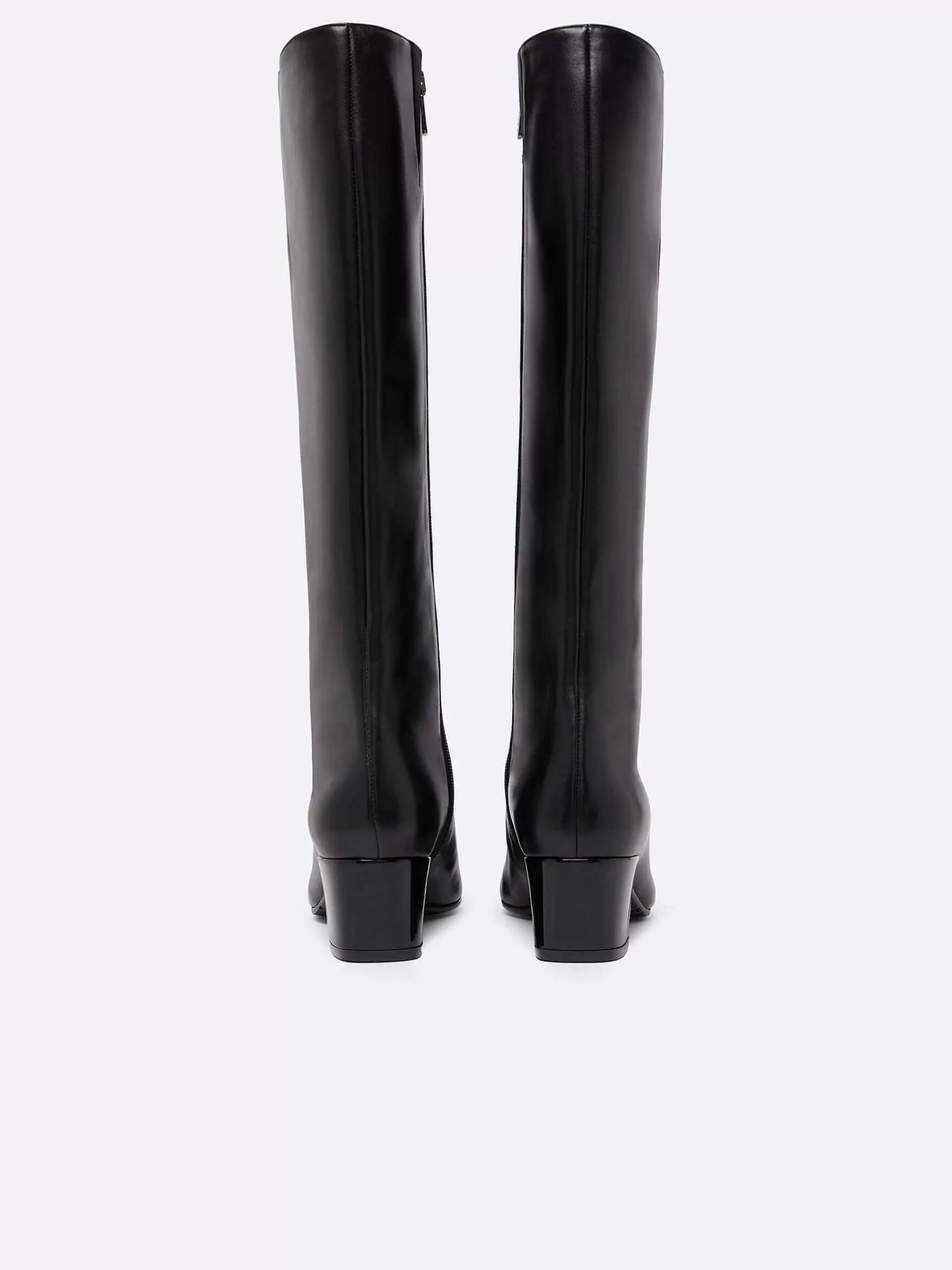 Women Carel Boots And Ankle Boots-Black Leather And Patent Leather Boots