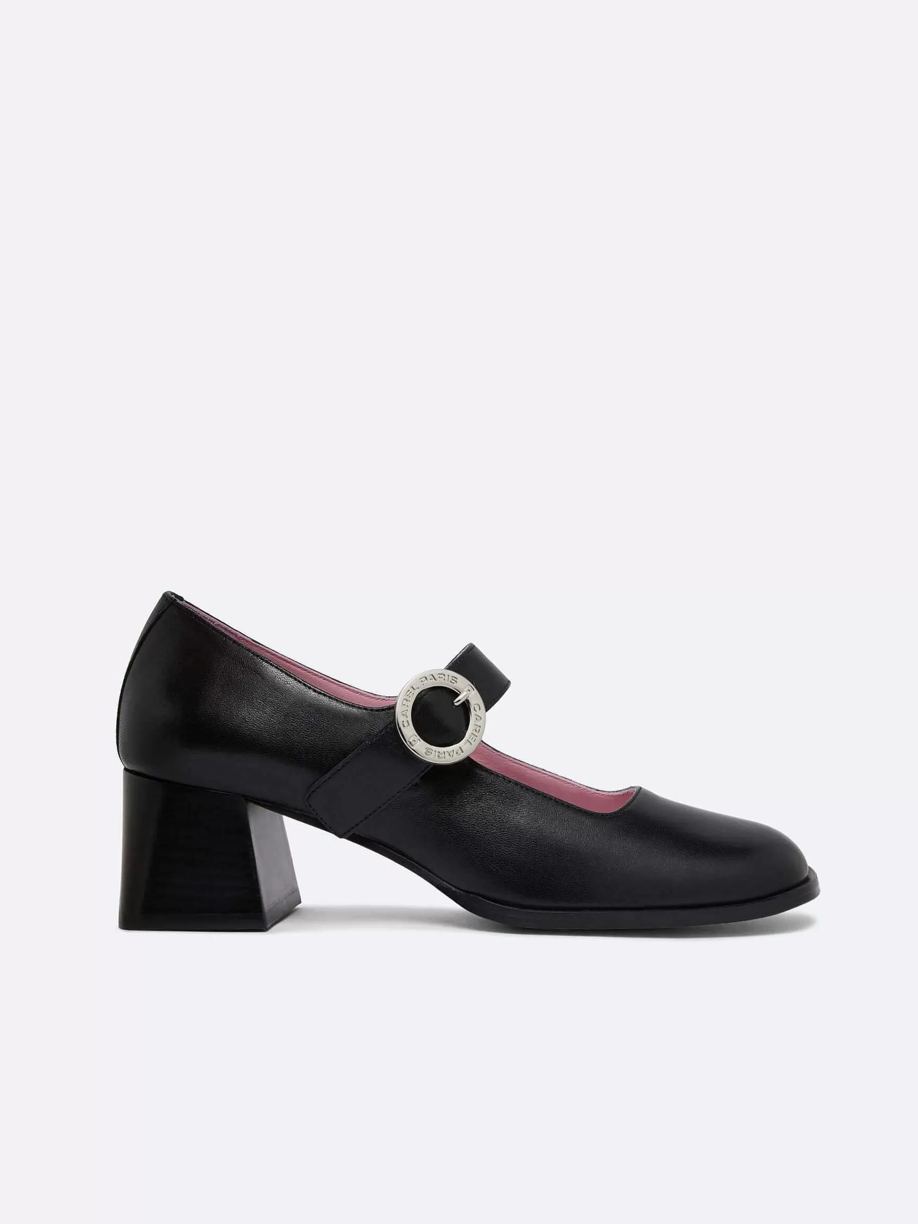 Women Carel Pumps-Black Leather Mary Janes Pumps