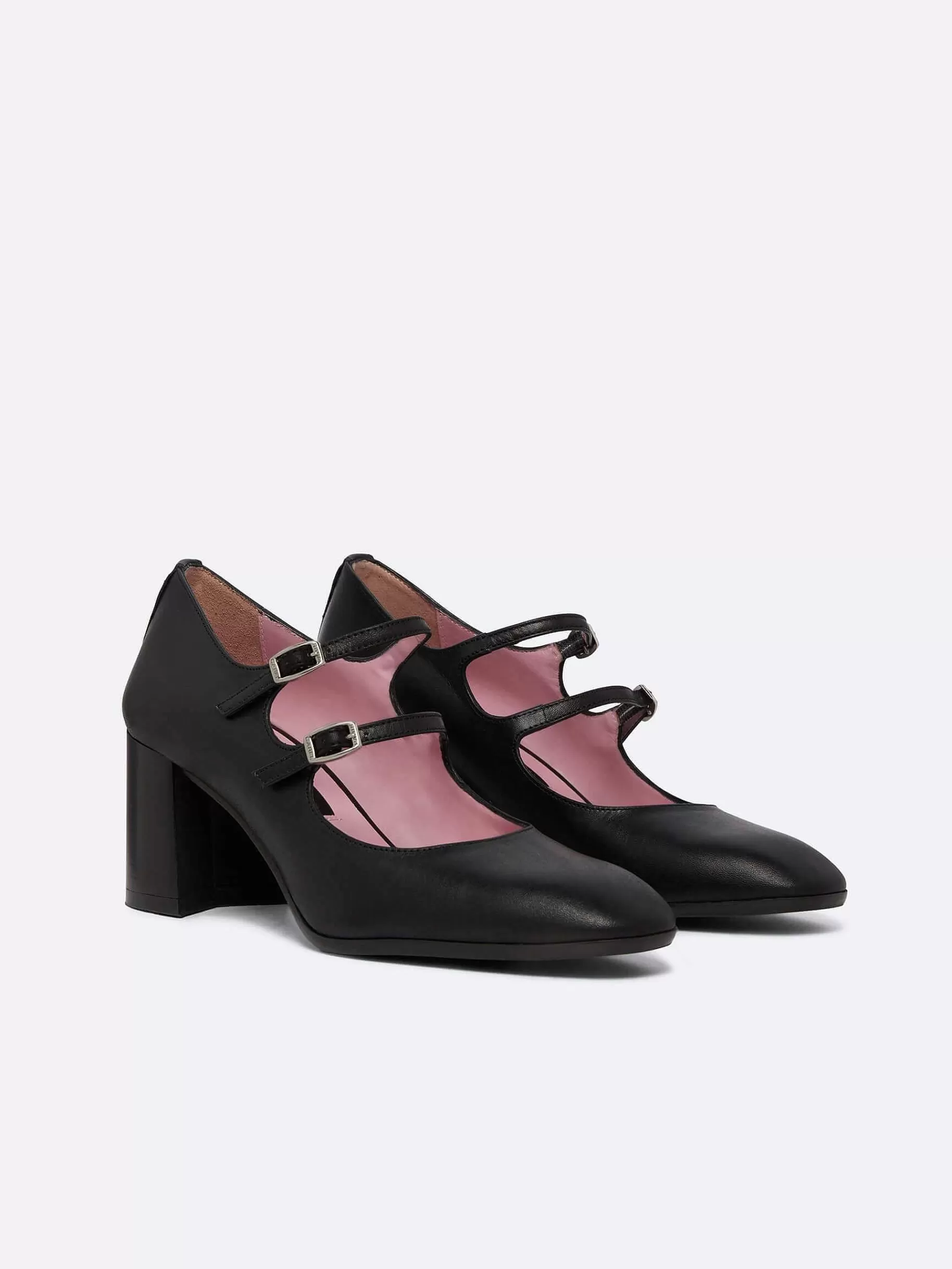 Women Carel Mary Janes-Black Leather Mary Janes Pumps