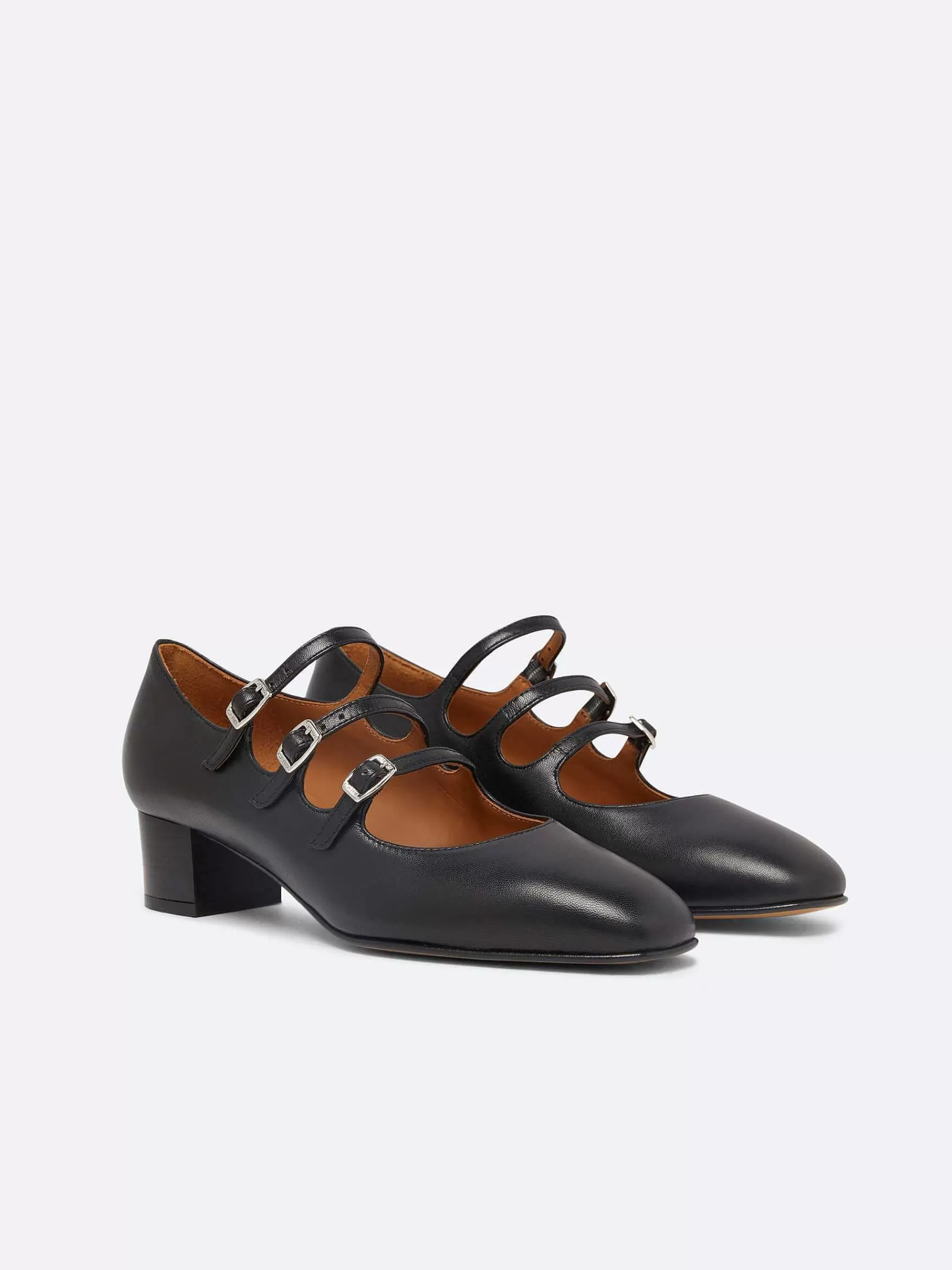 Women Carel Mary Janes-Black Leather Mary Janes Pumps