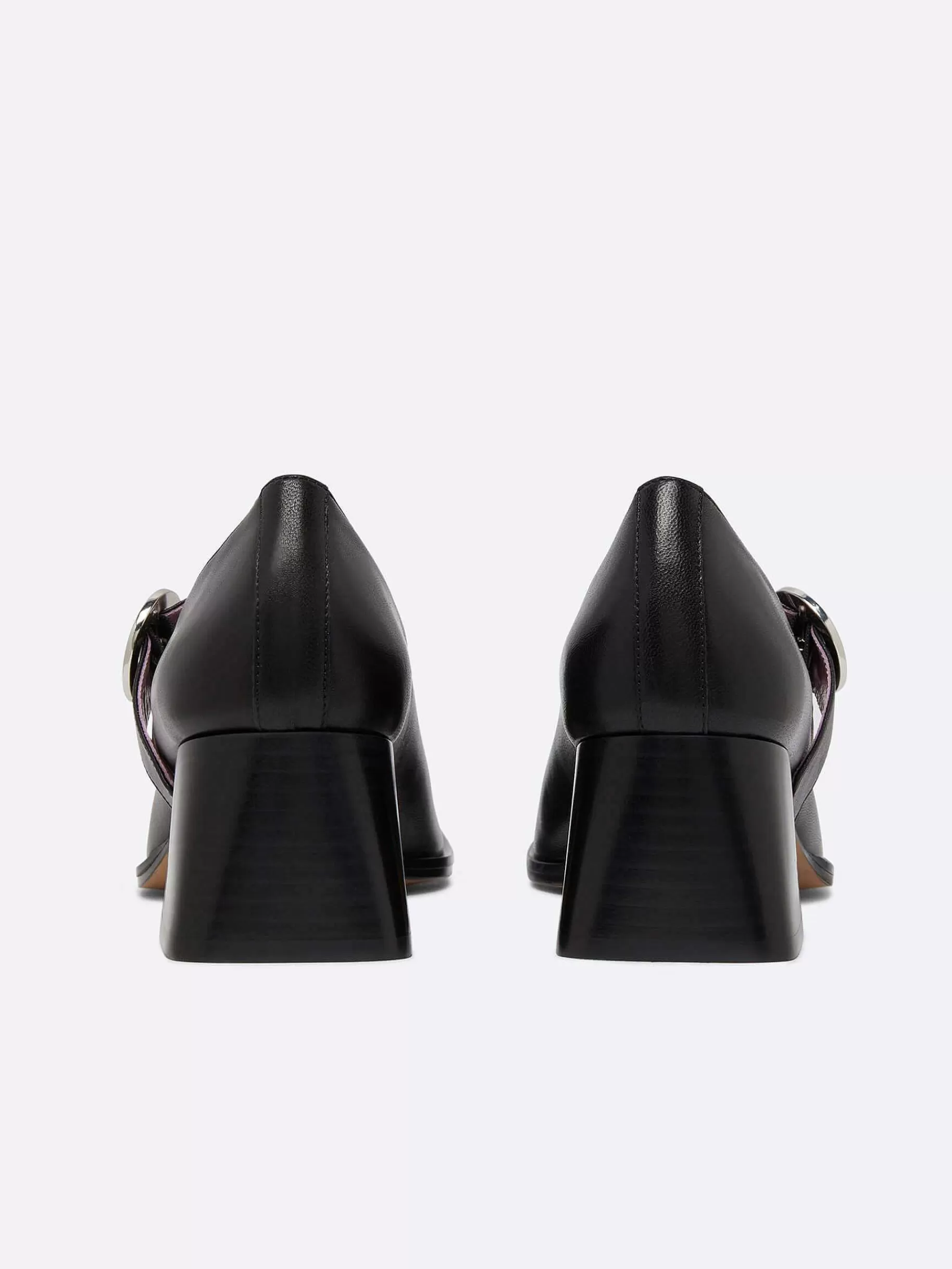 Women Carel Pumps-Black Leather Mary Janes Pumps