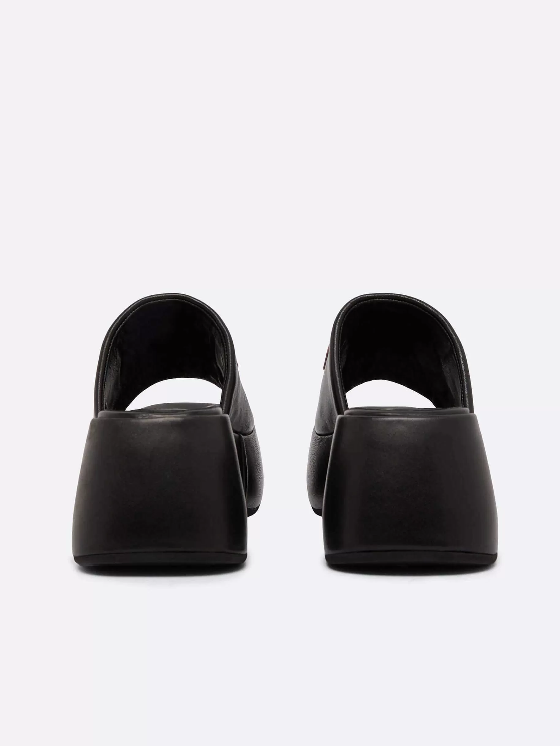 Women Carel Sandals And Mules-Black Leather Platform Mules