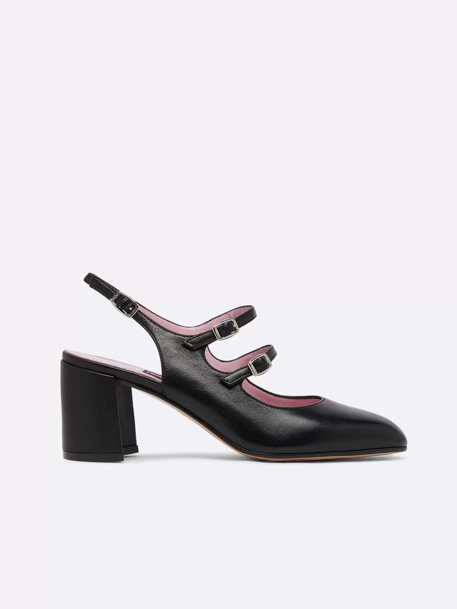 Women Carel Slingbacks-Black Leather Slingback Mary Janes