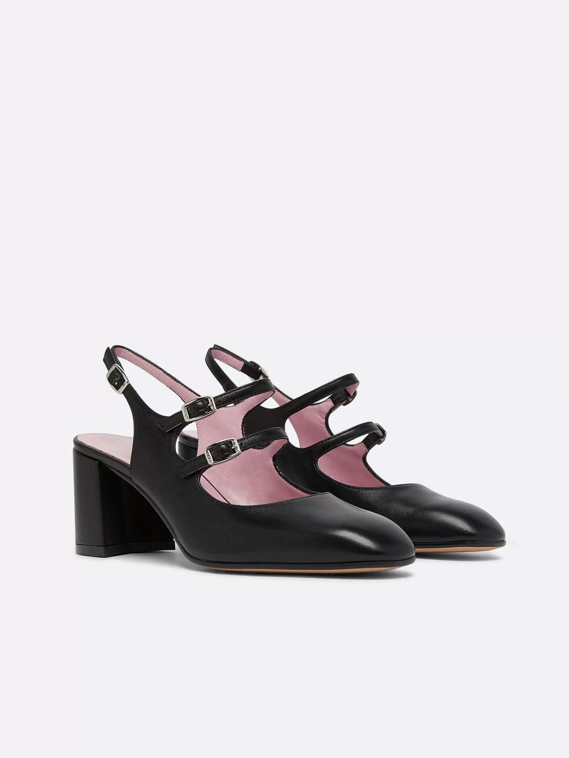 Women Carel Slingbacks-Black Leather Slingback Mary Janes