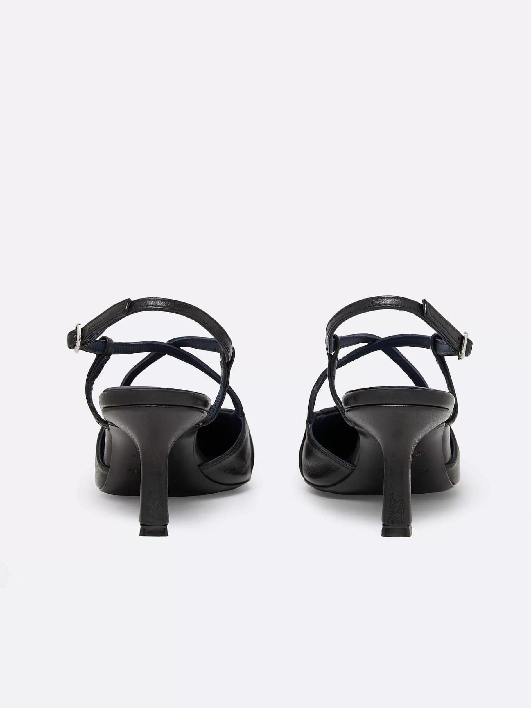 Women Carel Pumps-Black Leather Slingback Pumps