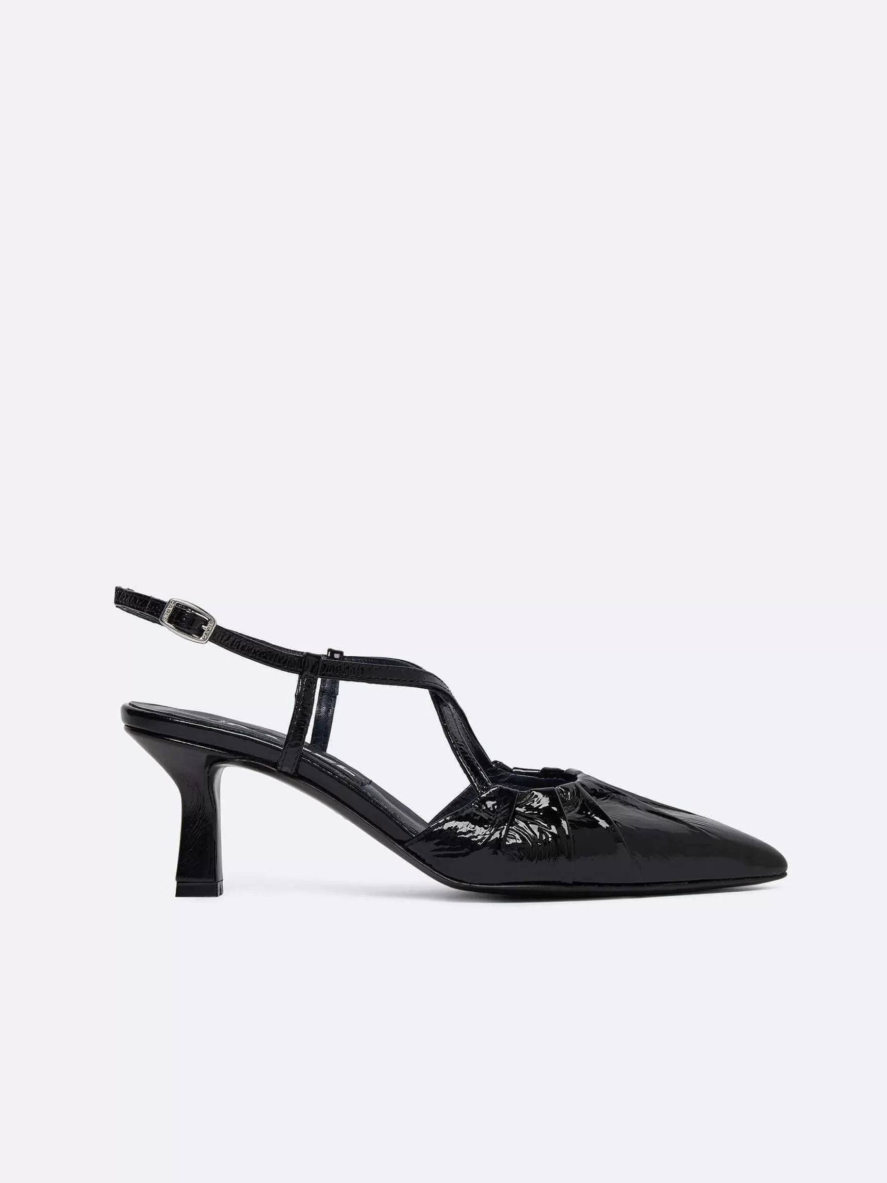 Women Carel Pumps-Black Naplack Leather Slingback Pumps
