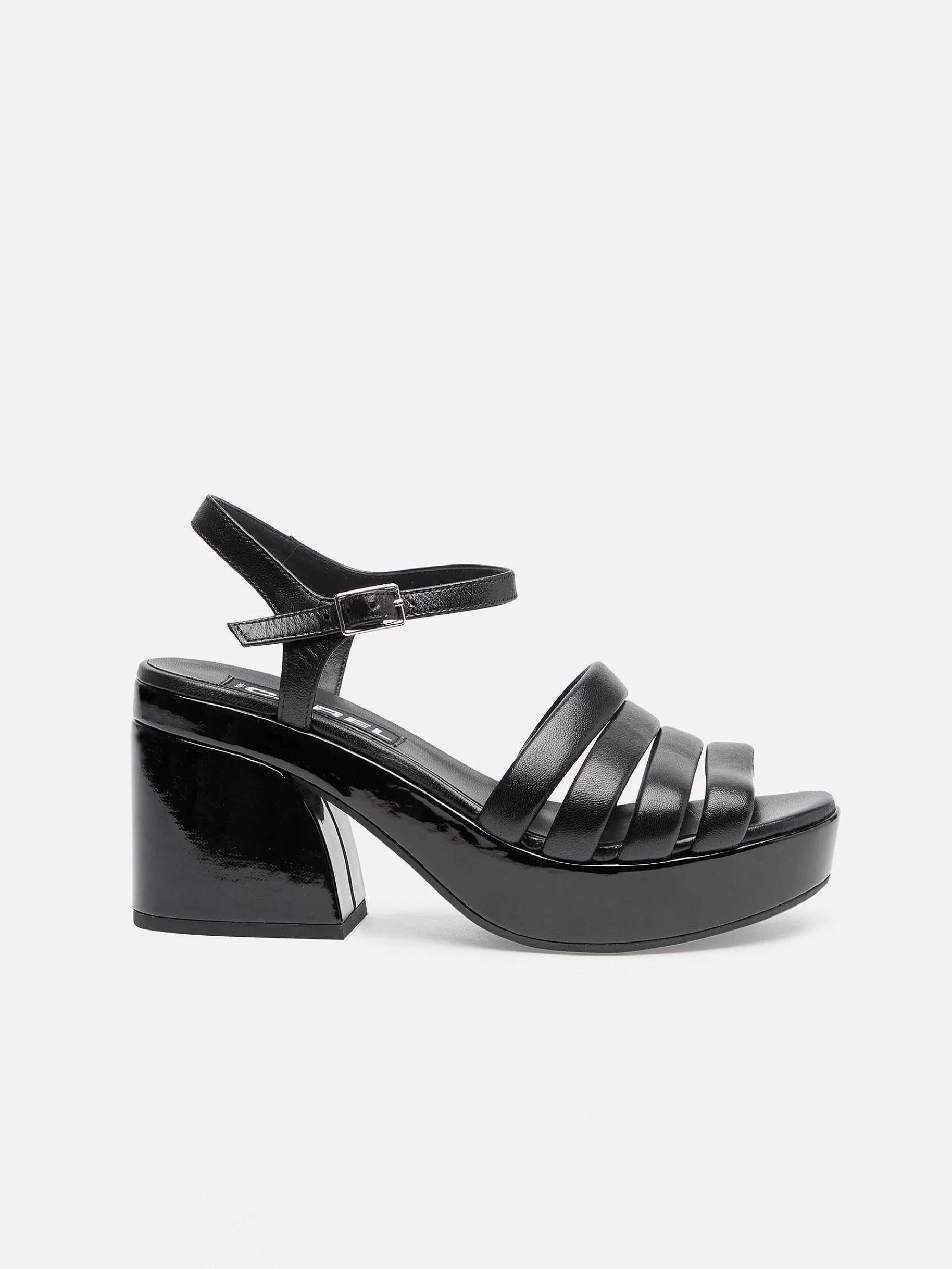 Women Carel Sandals And Mules-Black Patent And Leather Sandals