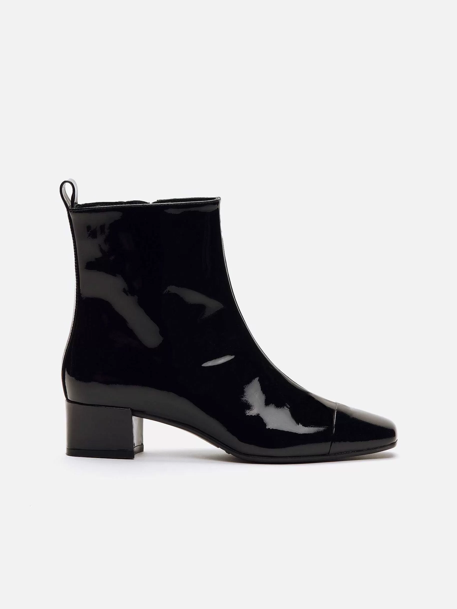 Women Carel Boots And Ankle Boots-Black Patent Leather Ankle Boots
