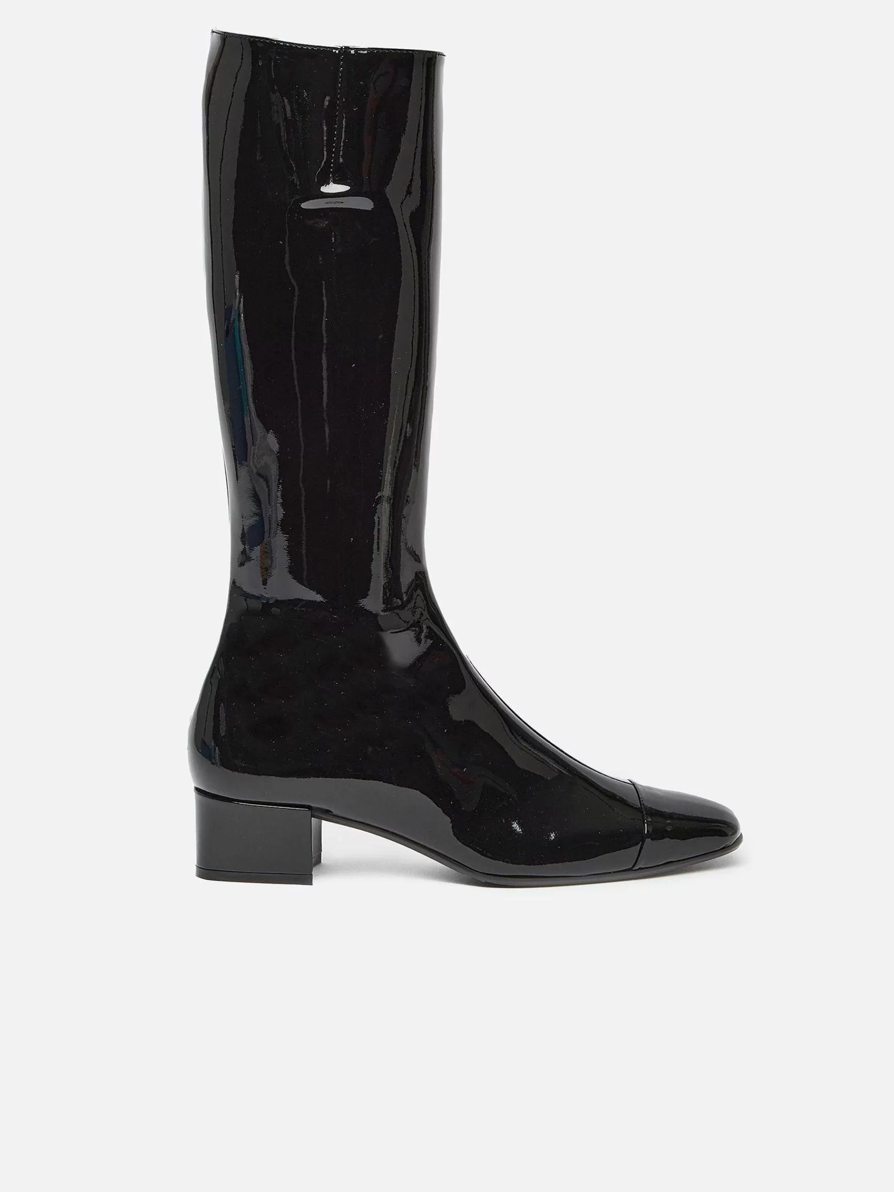 Women Carel Boots And Ankle Boots-Black Patent Leather High Boots