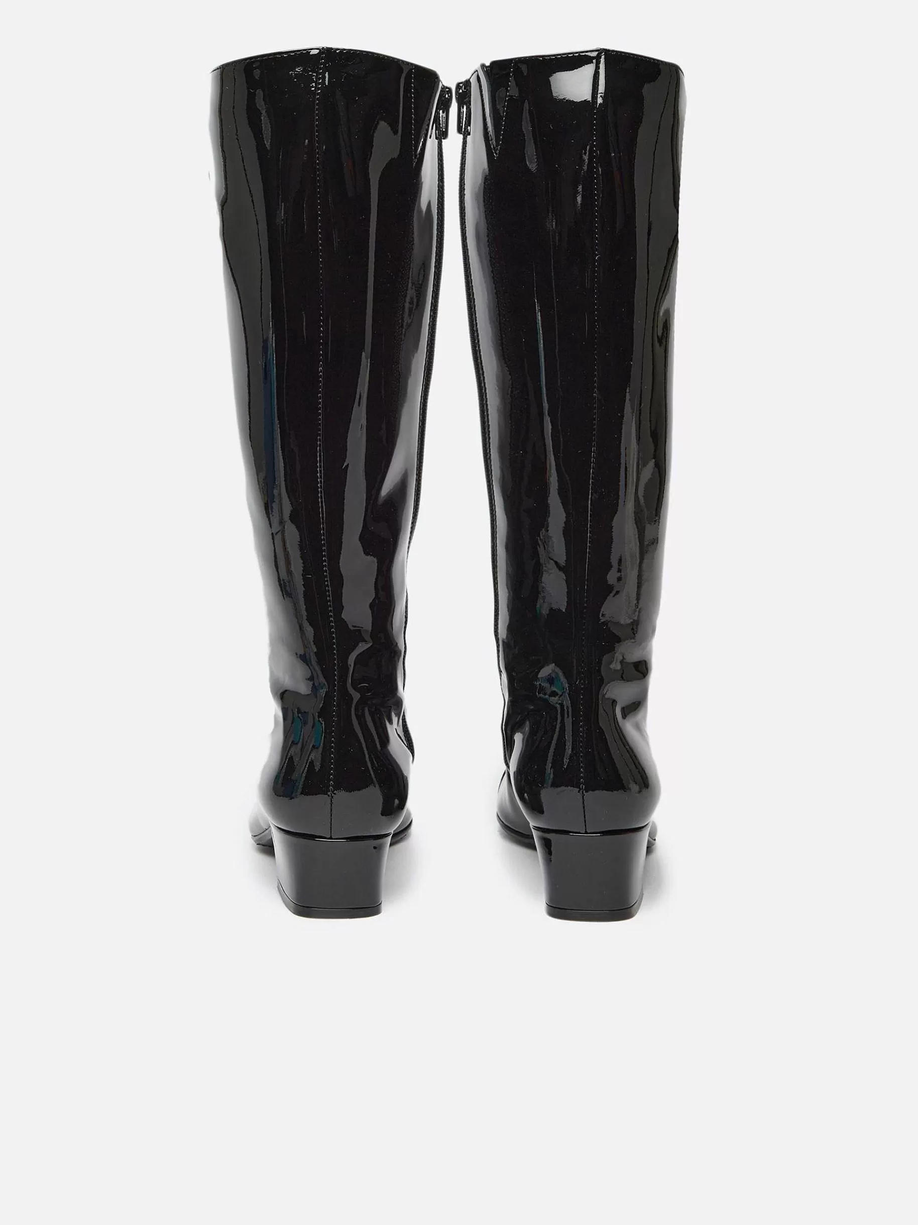 Women Carel Boots And Ankle Boots-Black Patent Leather High Boots