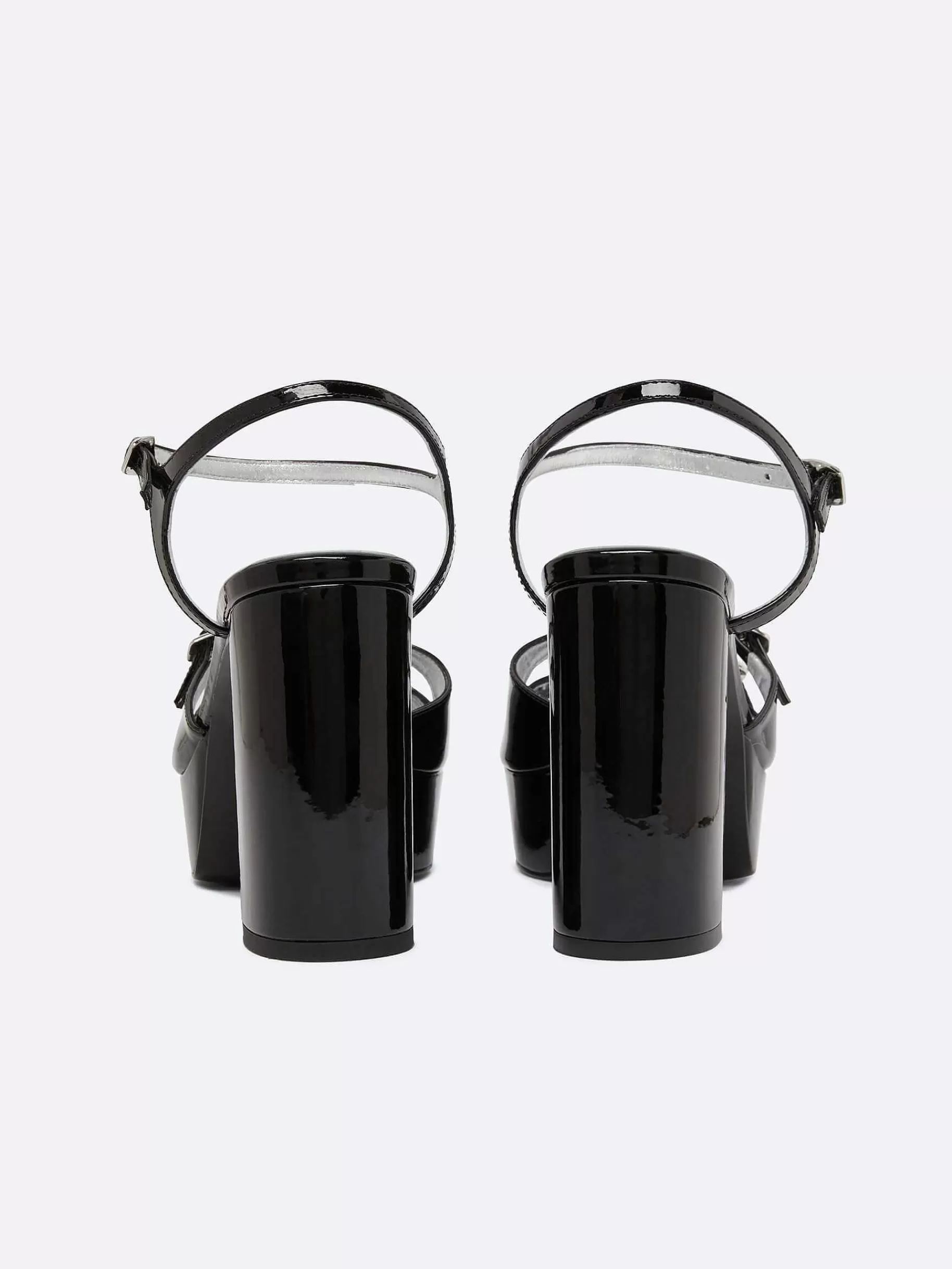 Women Carel Sandals And Mules-Black Patent Leather Platform Sandals