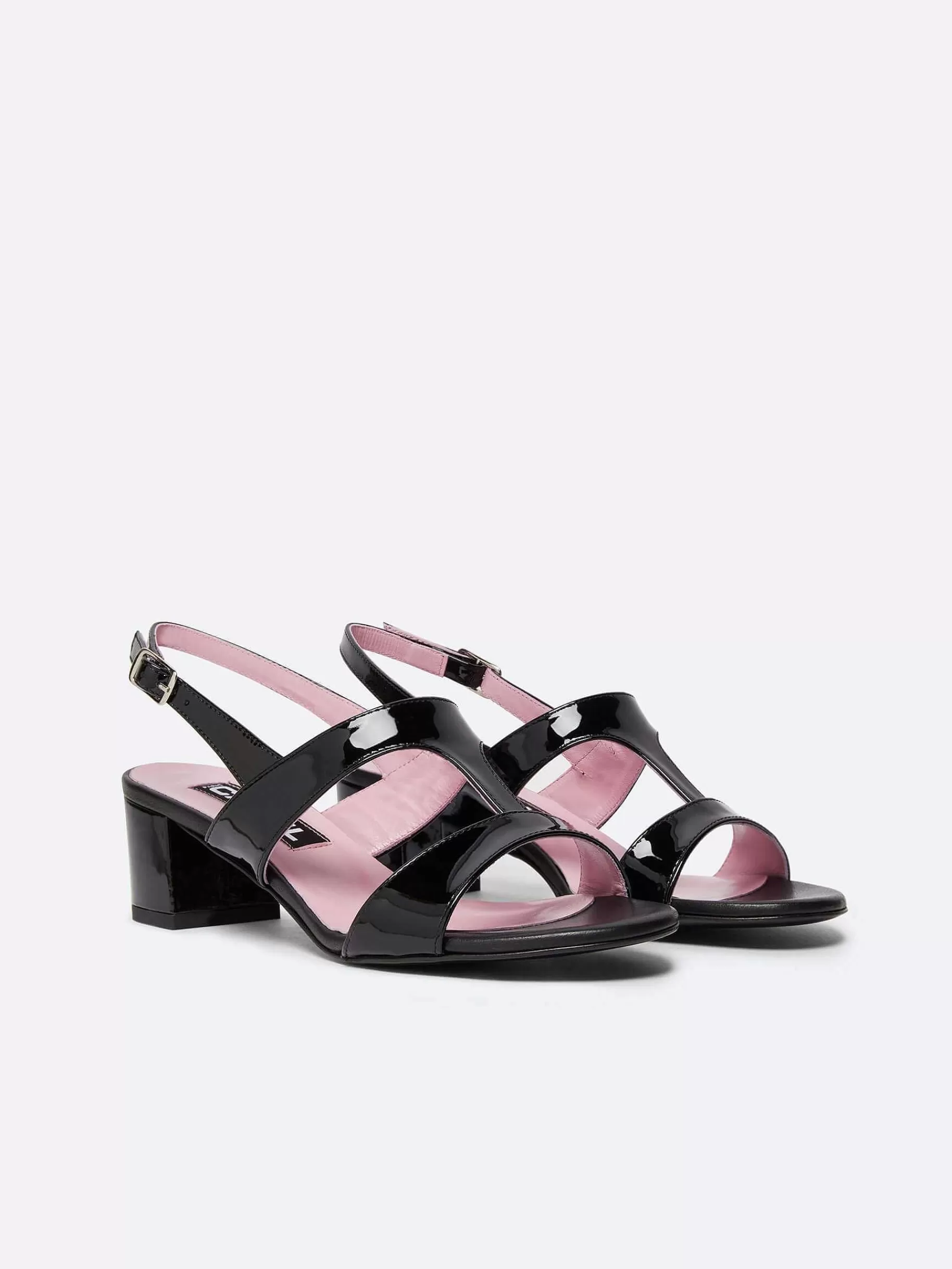 Women Carel Sandals And Mules-Black Patent Leather Sandals