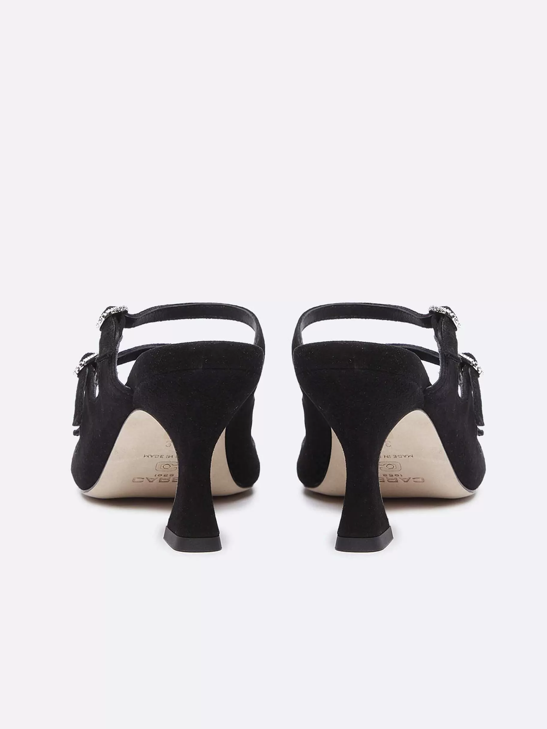 Women Carel Sandals And Mules-Black Suede Leather And Strass Buckles Mules