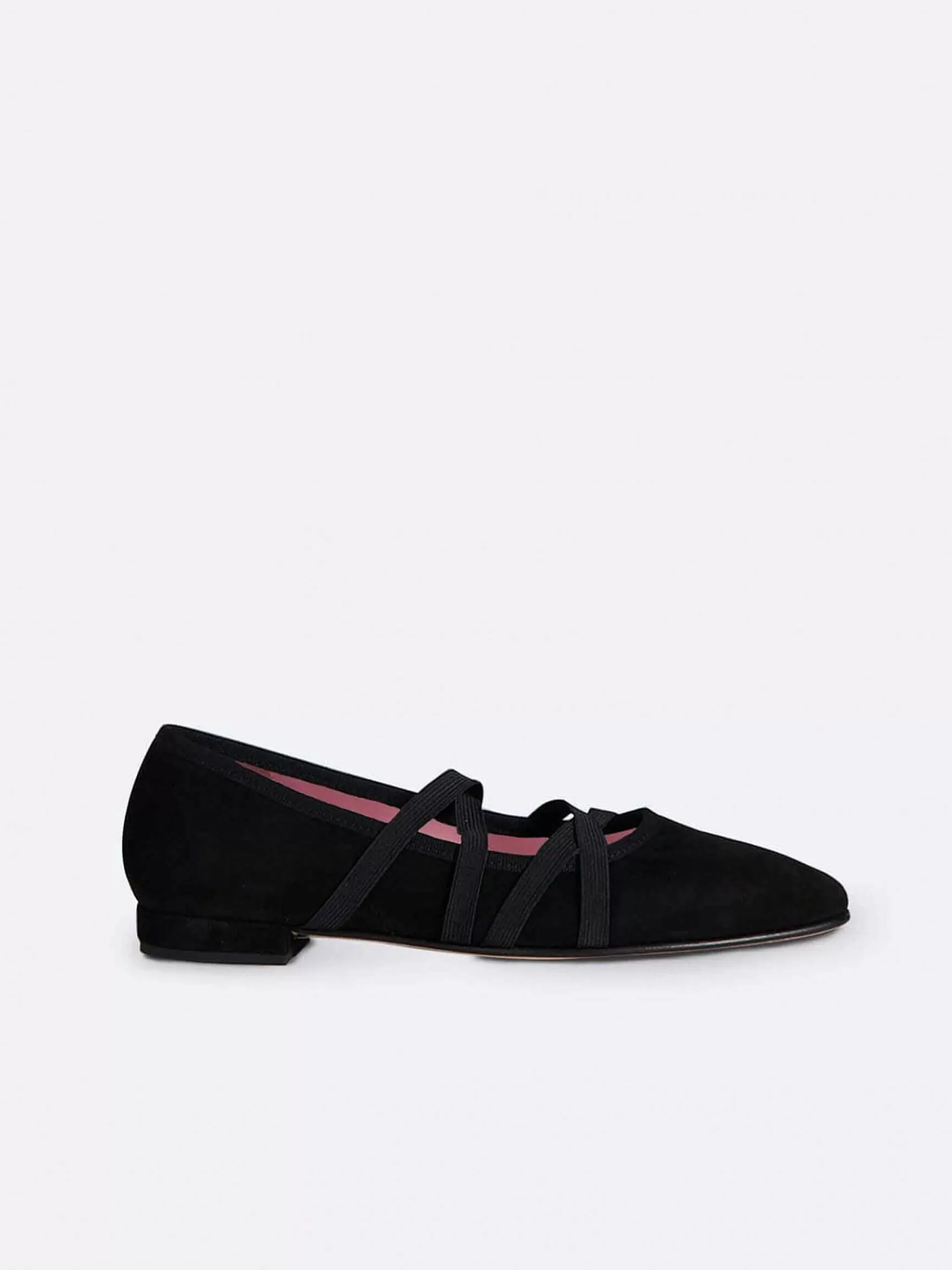 Women Carel Ballet Flats-Black Suede Leather Ballet Flats