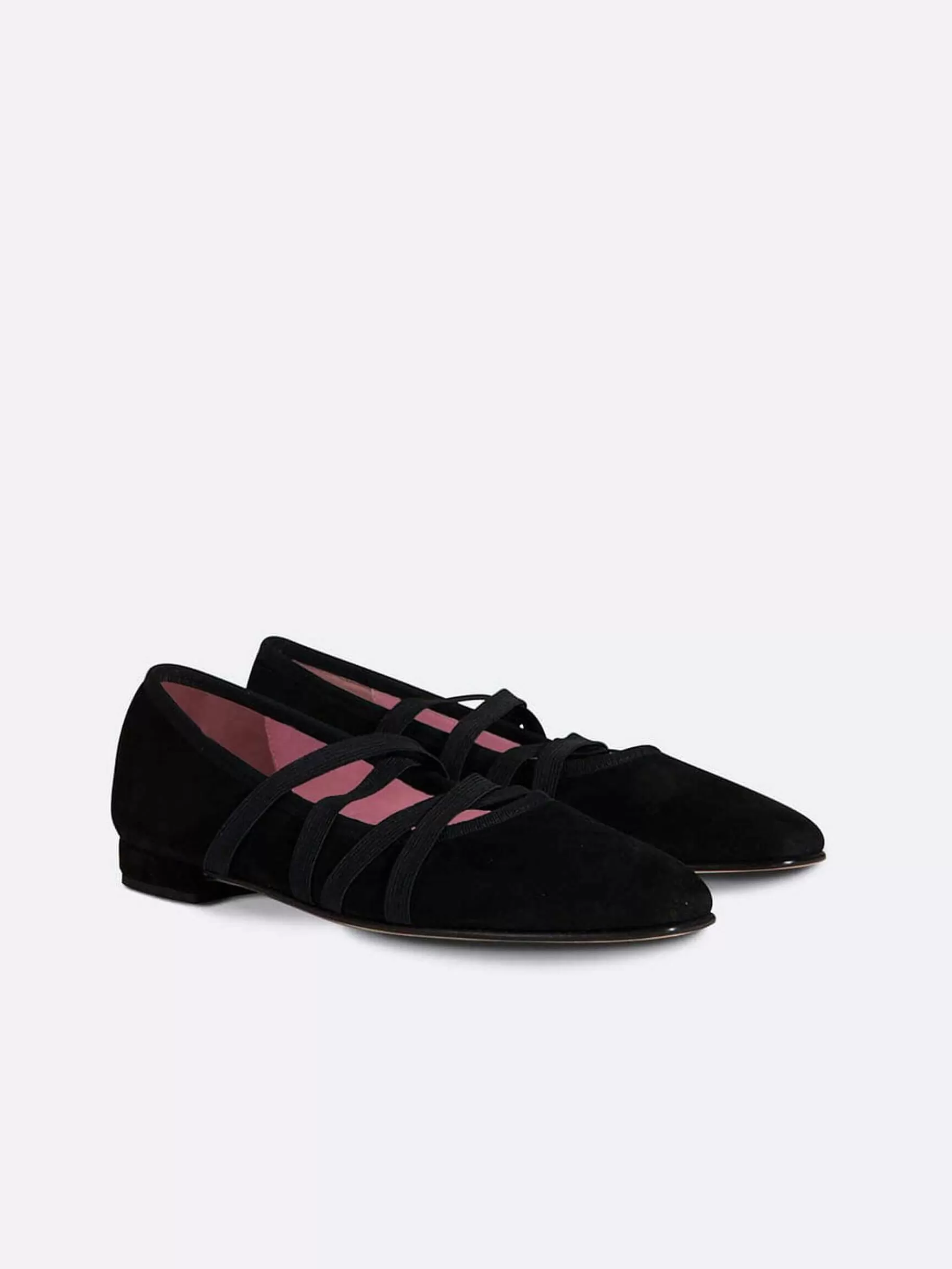 Women Carel Ballet Flats-Black Suede Leather Ballet Flats