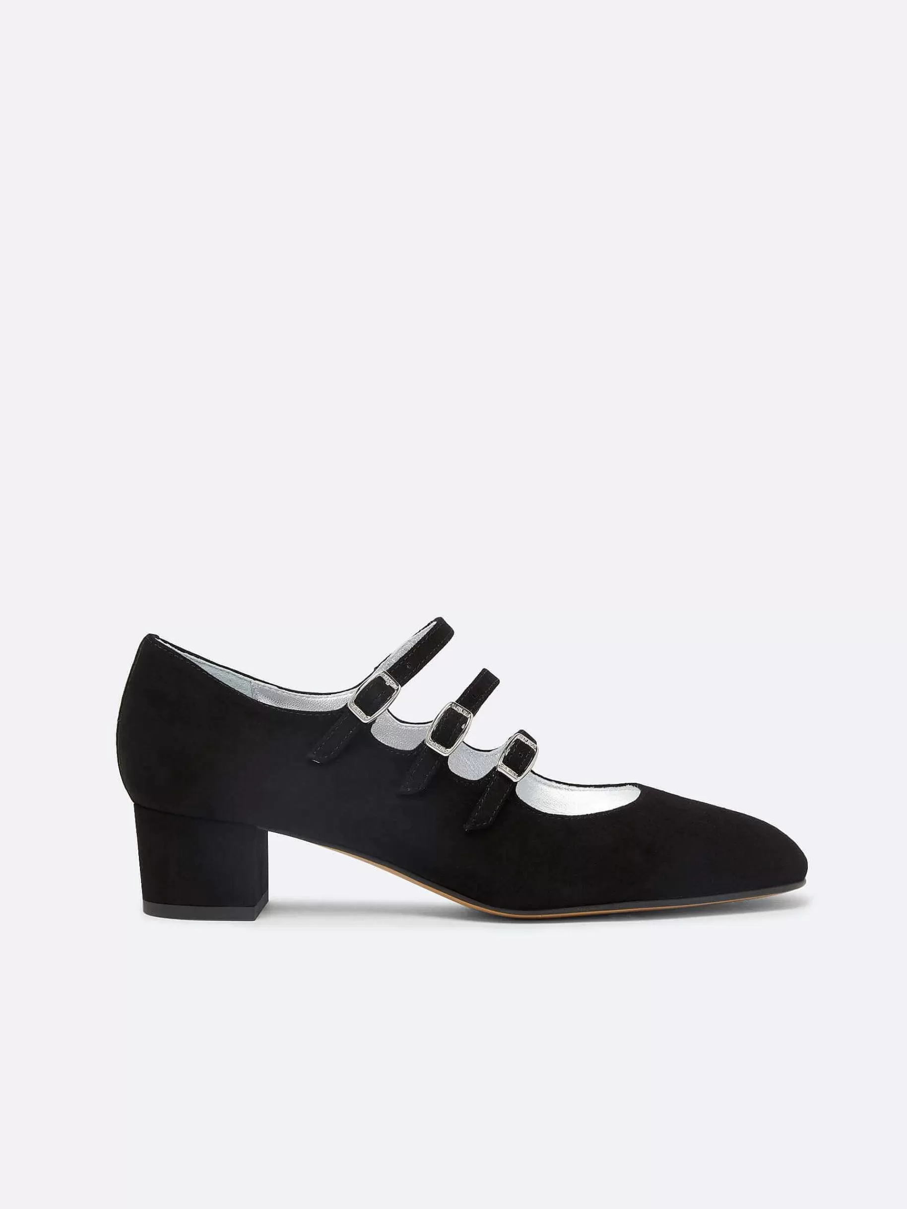Women Carel Mary Janes-Black Suede Leather Mary Janes Pumps