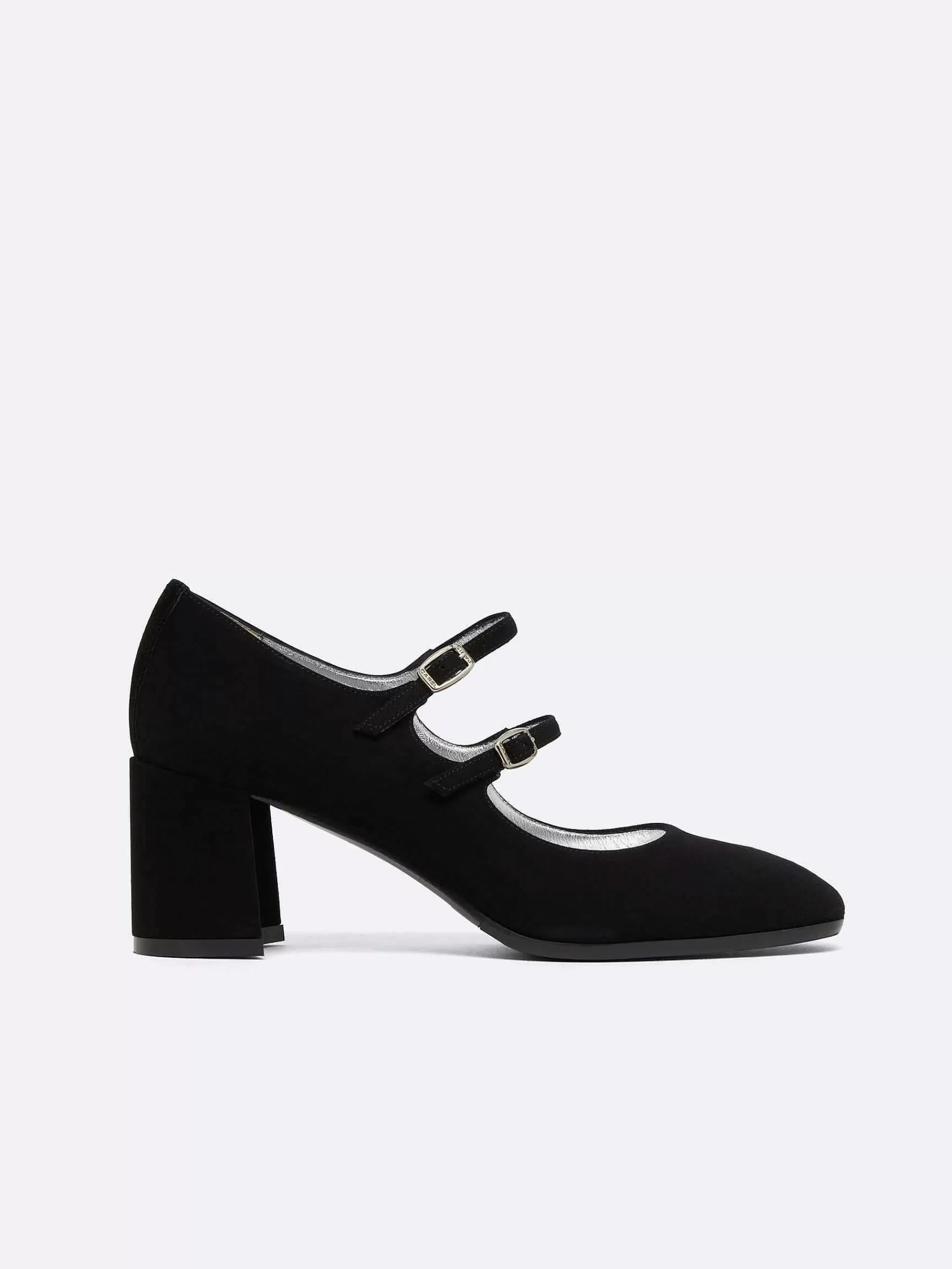 Women Carel Mary Janes-Black Suede Leather Mary Janes Pumps