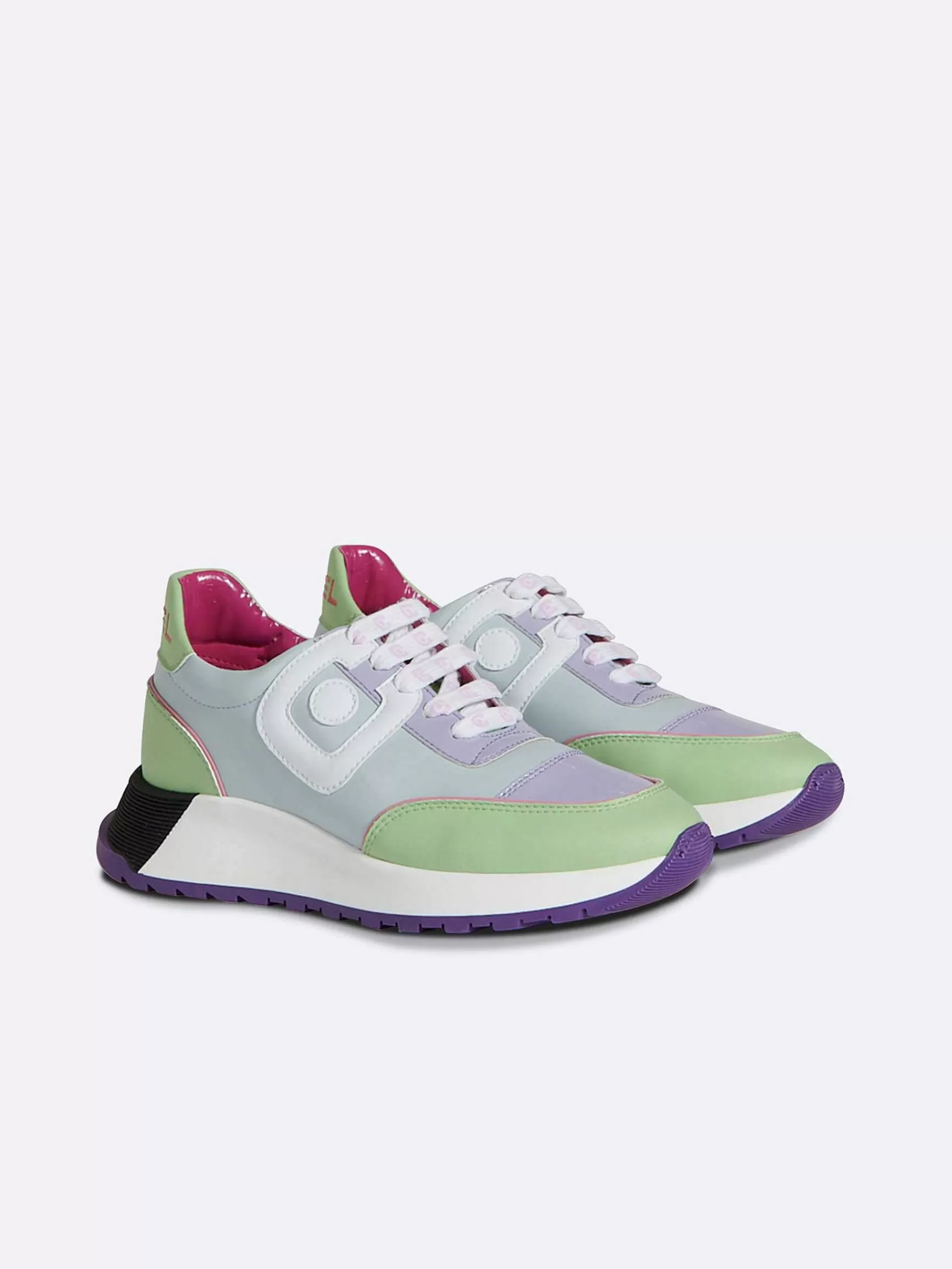 Women Carel Sneakers-Blue, Lilac And White Eco Nappa Sneakers