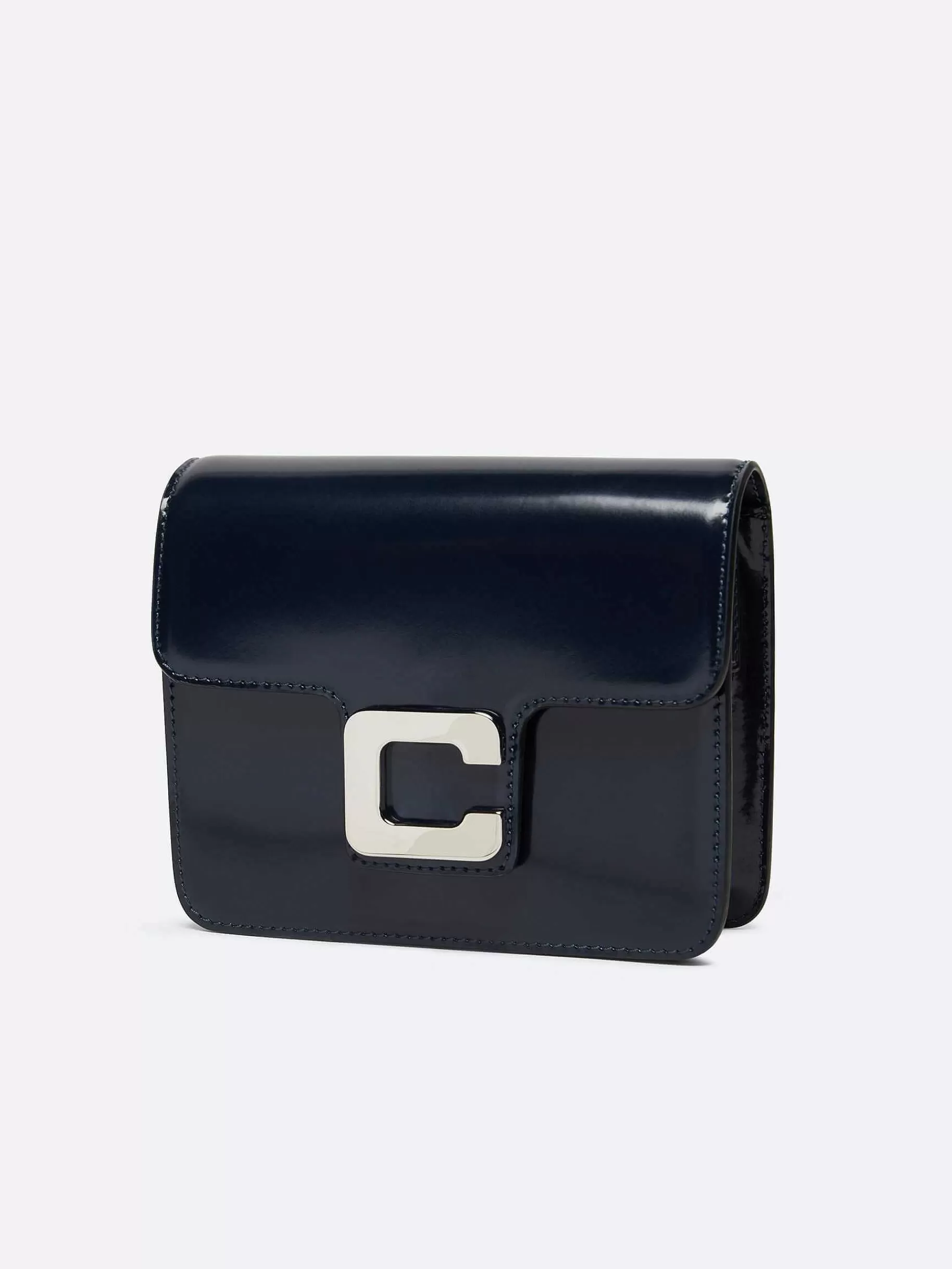Women Carel Bags-Blue Navy Glossy Leather Bag
