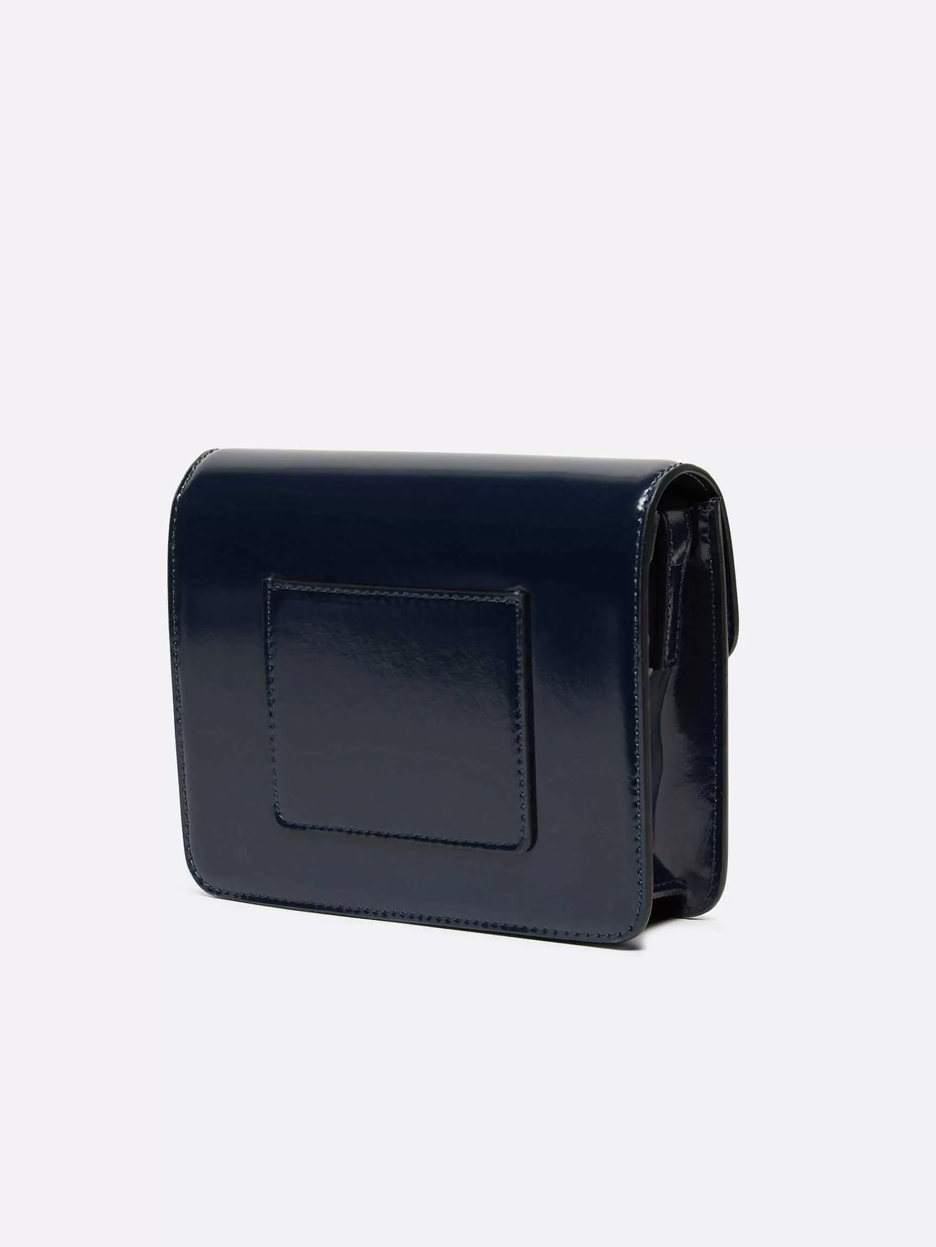 Women Carel Bags-Blue Navy Glossy Leather Bag