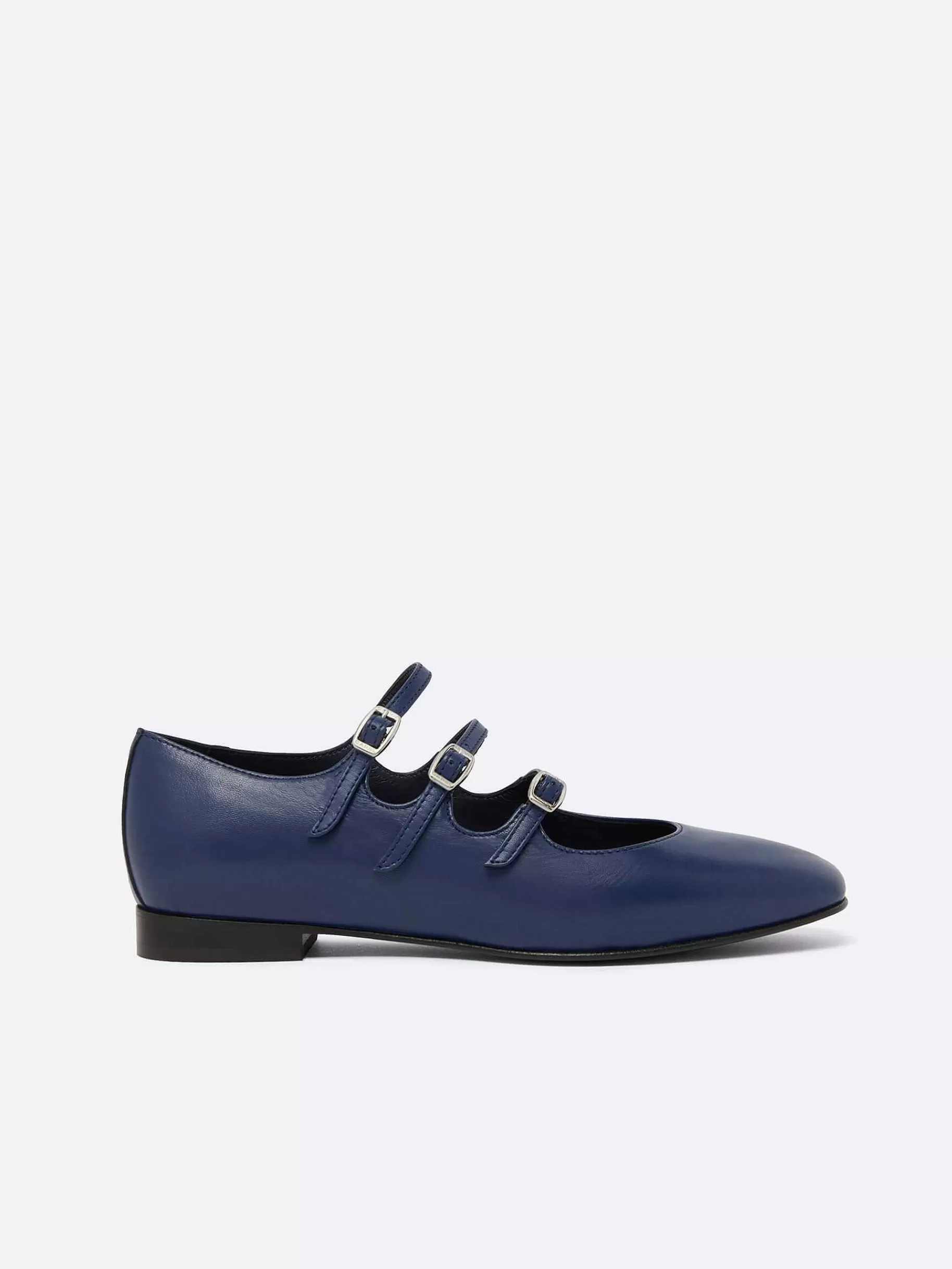 Women Carel Ballet Flats-Blue Navy Leather Mary Janes Ballet Flats