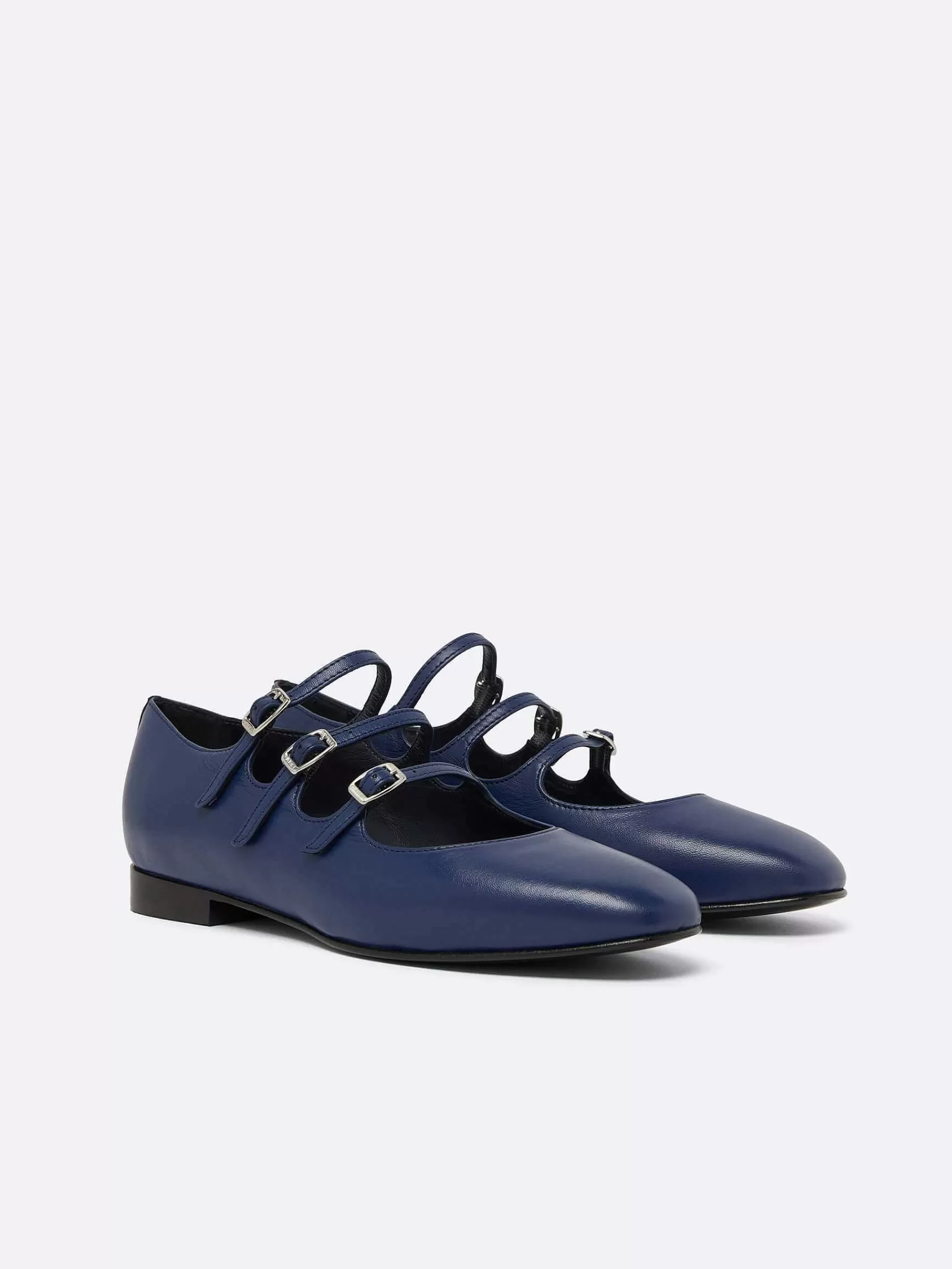 Women Carel Ballet Flats-Blue Navy Leather Mary Janes Ballet Flats