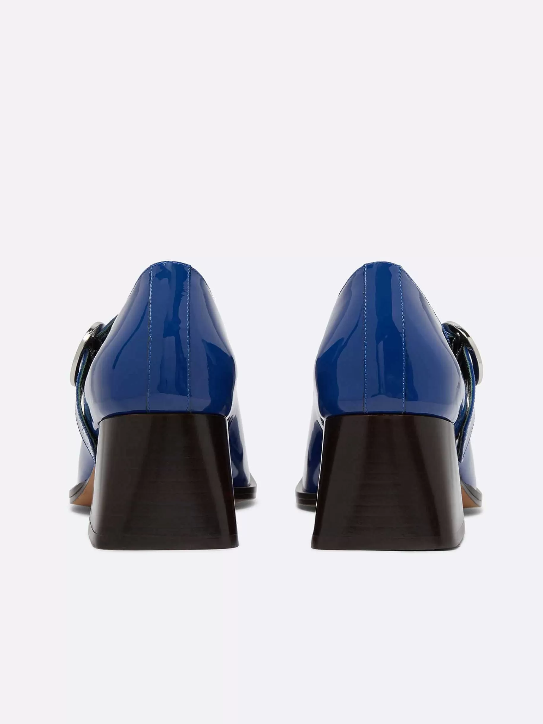 Women Carel Pumps-Blue Patent Leather Mary Janes Pumps