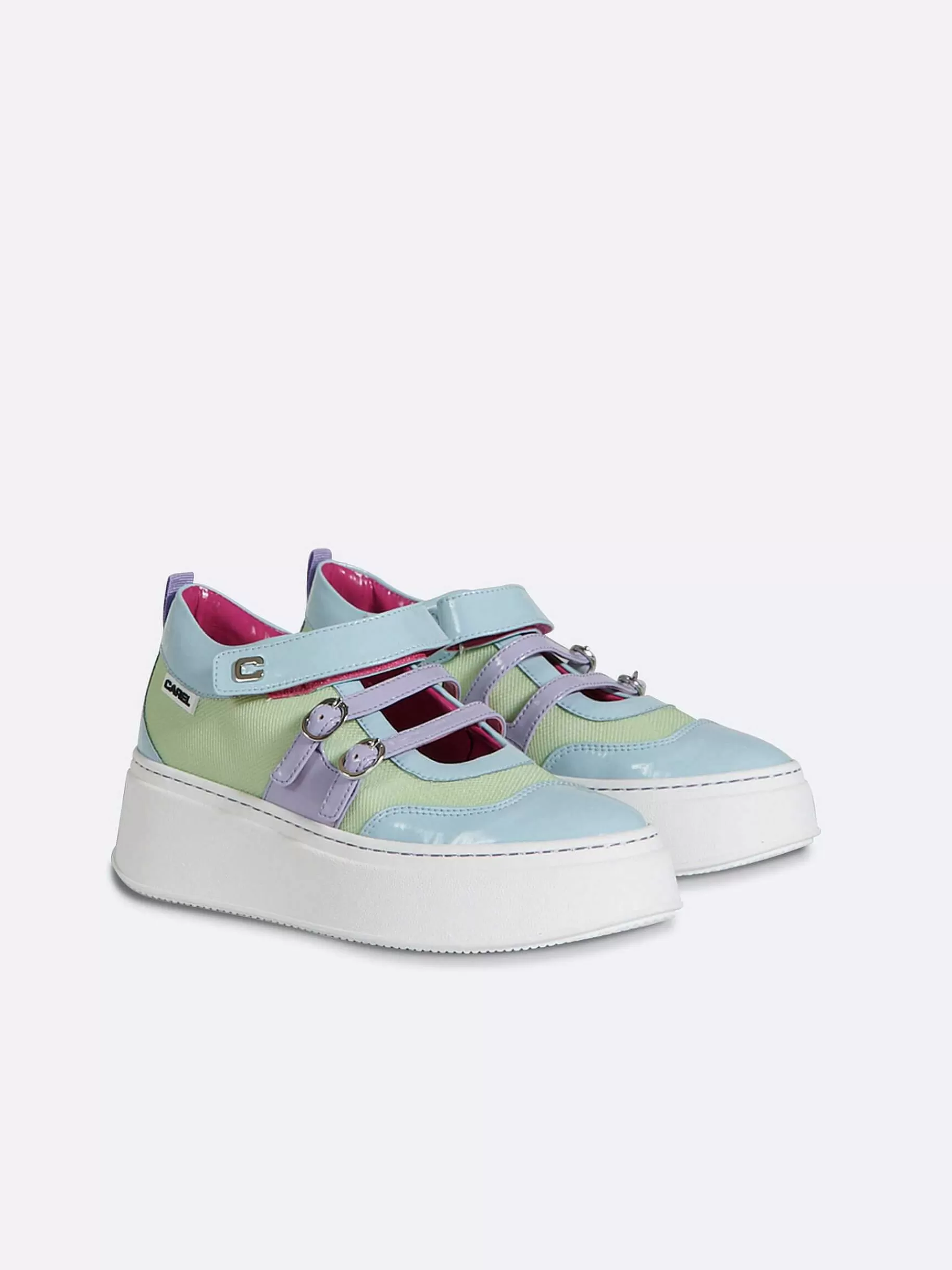 Women Carel Sneakers-Blue, Purple And Lilac Eco Patent Sneakers