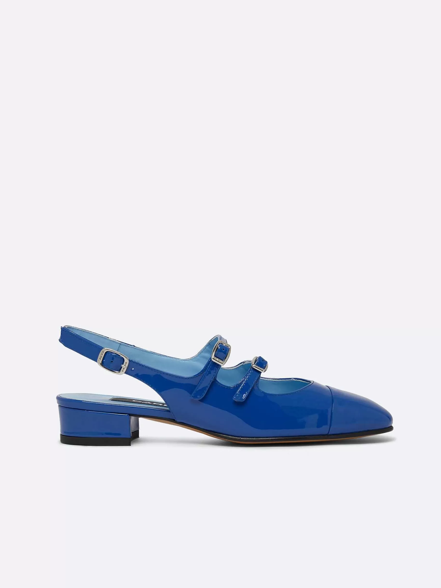 Women Carel Mary Janes-Blue Upcycled Patent Leather Slingback Mary Janes