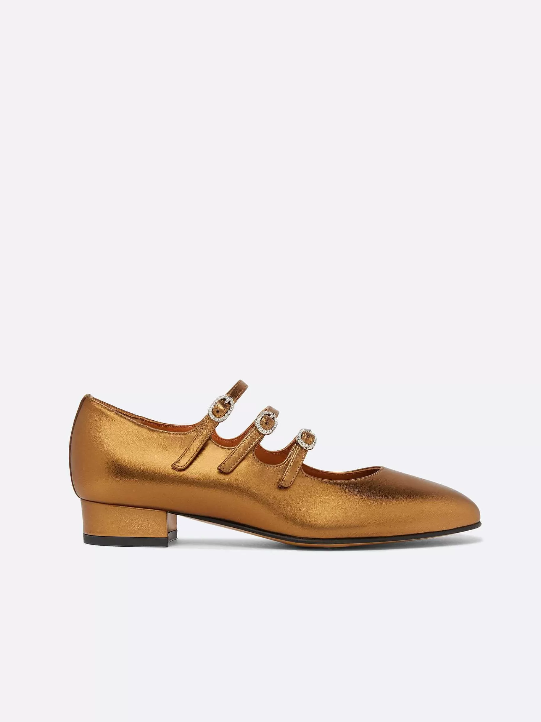 Women Carel Ballet Flats-Bronze Upcycled Leather Mary Janes Ballet Flats