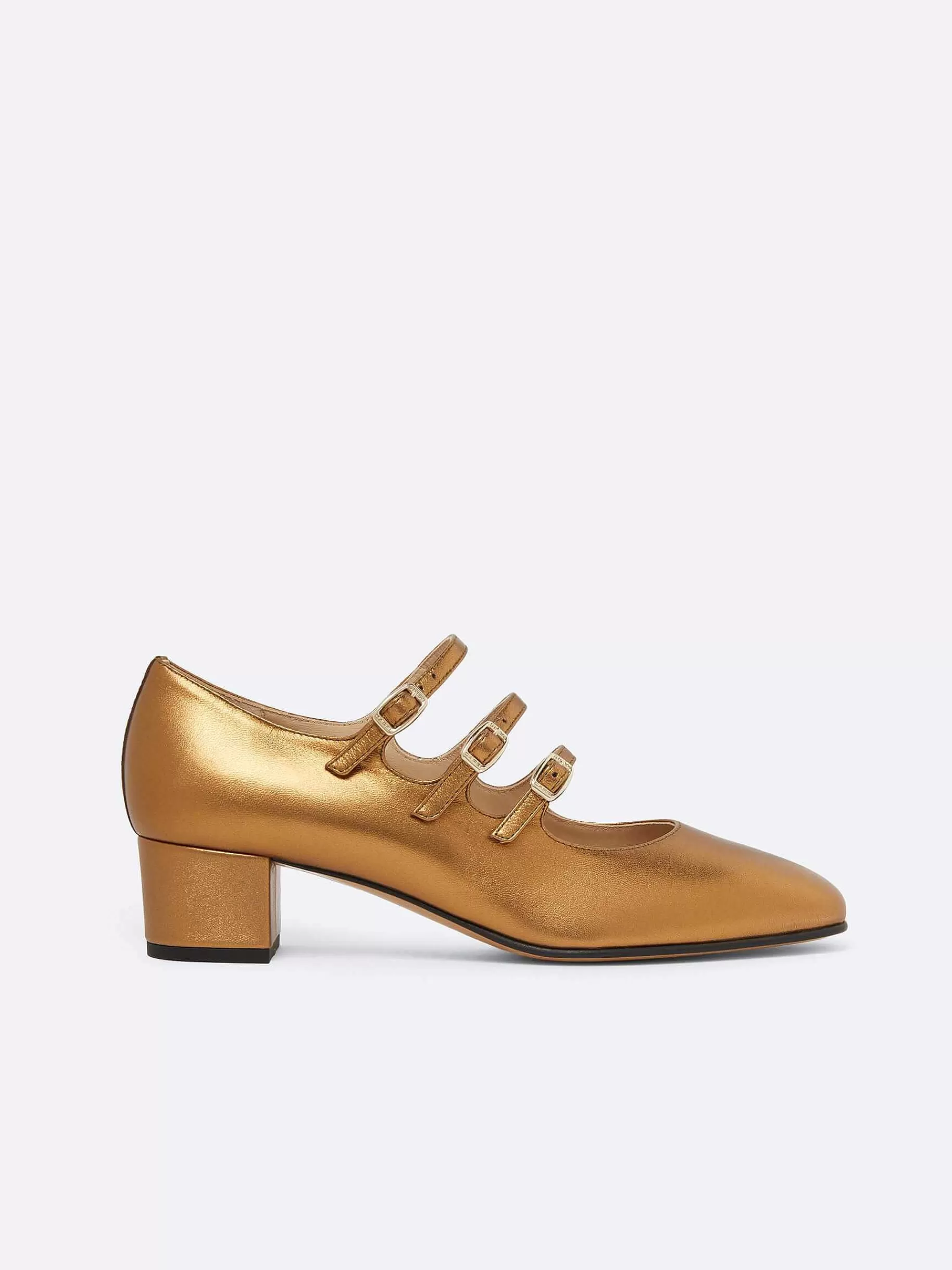 Women Carel Mary Janes-Bronze Upcycled Leather Mary Janes Pumps