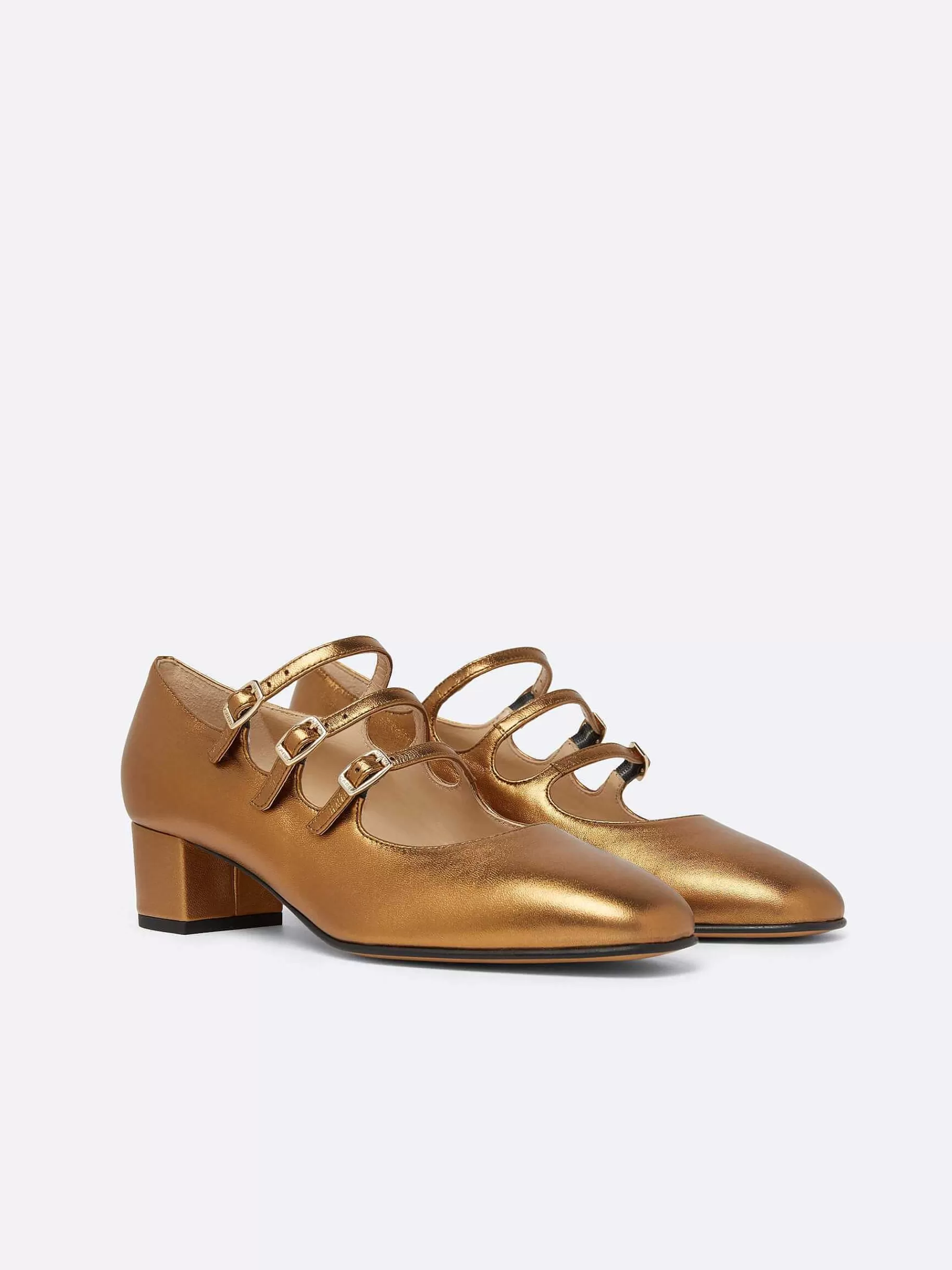 Women Carel Mary Janes-Bronze Upcycled Leather Mary Janes Pumps