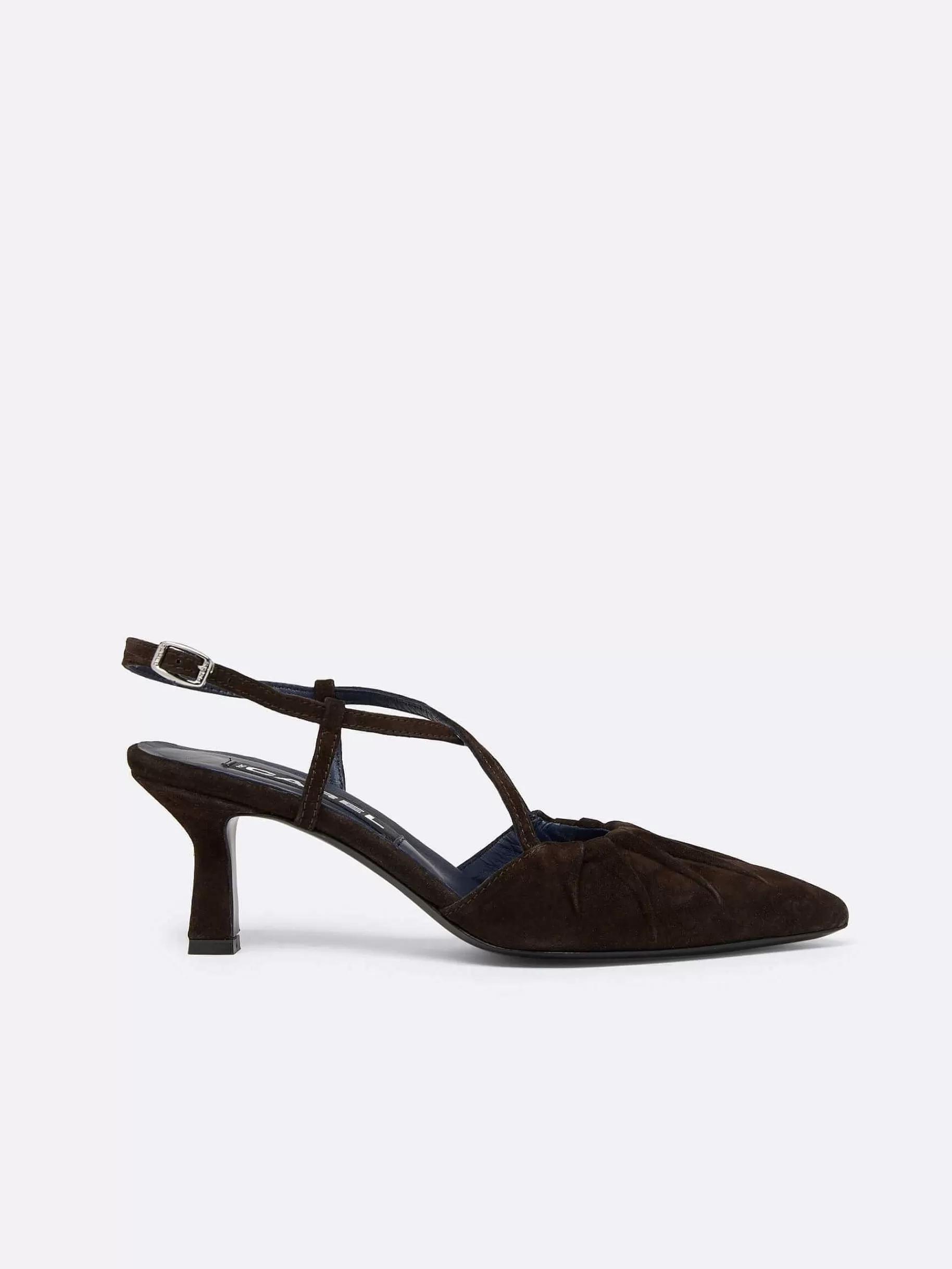 Women Carel Pumps-Brown Chocolate Suede Leather Slingback Pumps