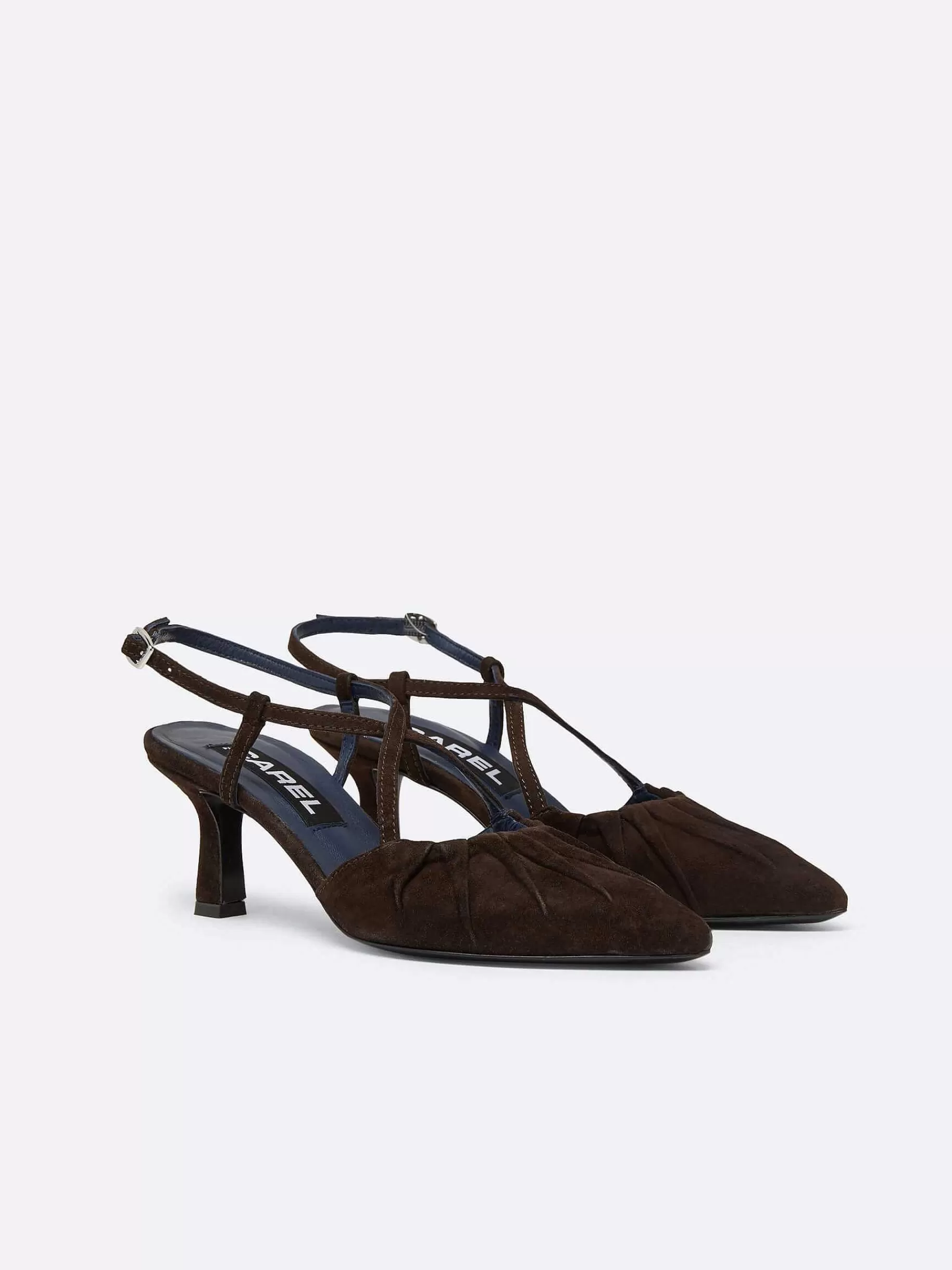 Women Carel Pumps-Brown Chocolate Suede Leather Slingback Pumps