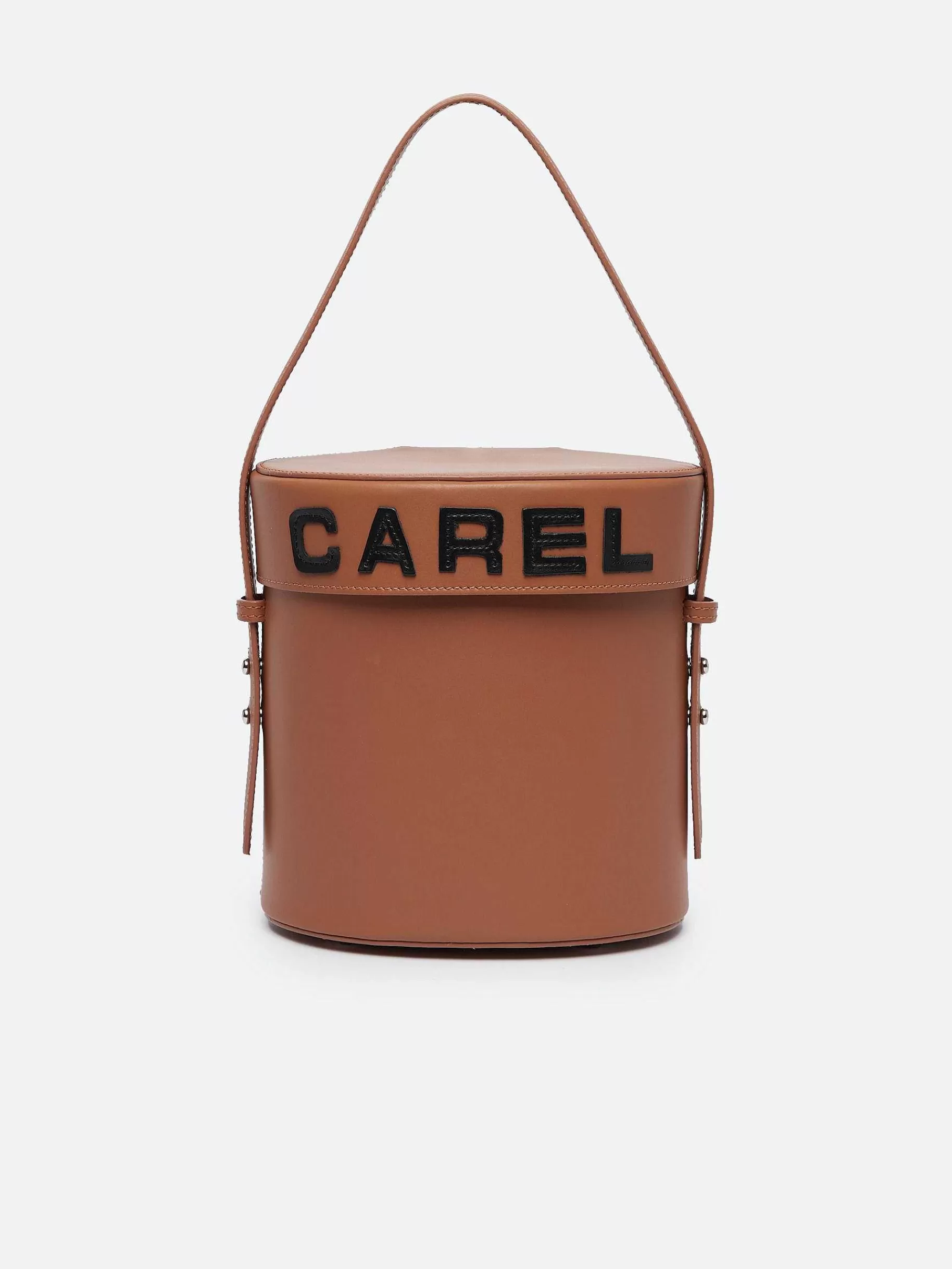 Women Carel Bags-Brown Leather Bucket Bag