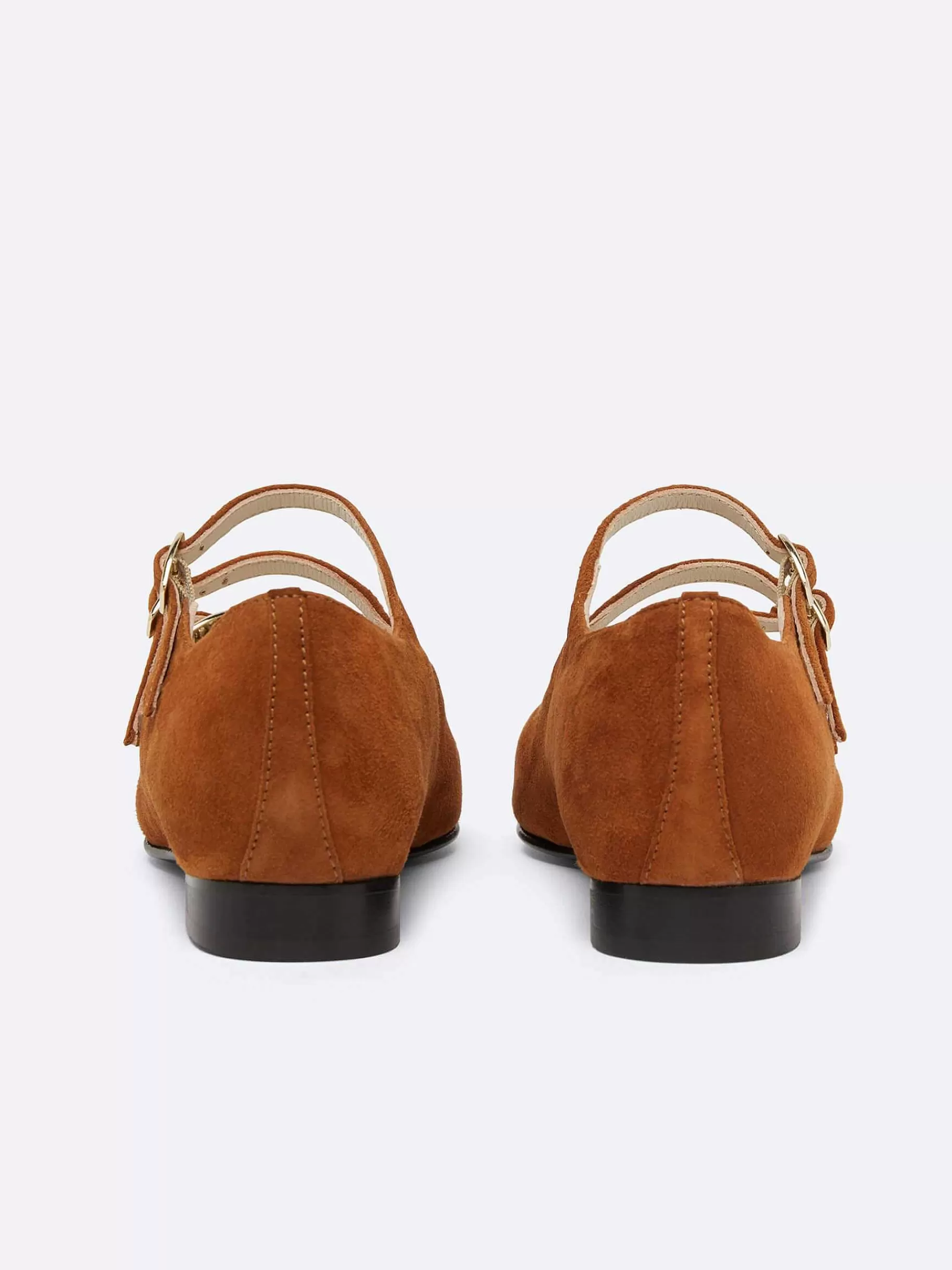 Women Carel Ballet Flats-Brown Suede Leather Mary Janes Ballet Flats