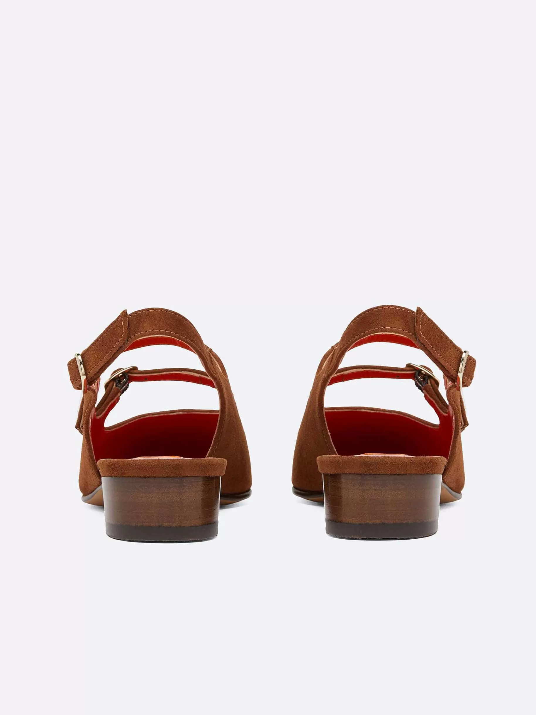 Women Carel Mary Janes-Brown Suede Upcycled Leather Slingback Mary Janes